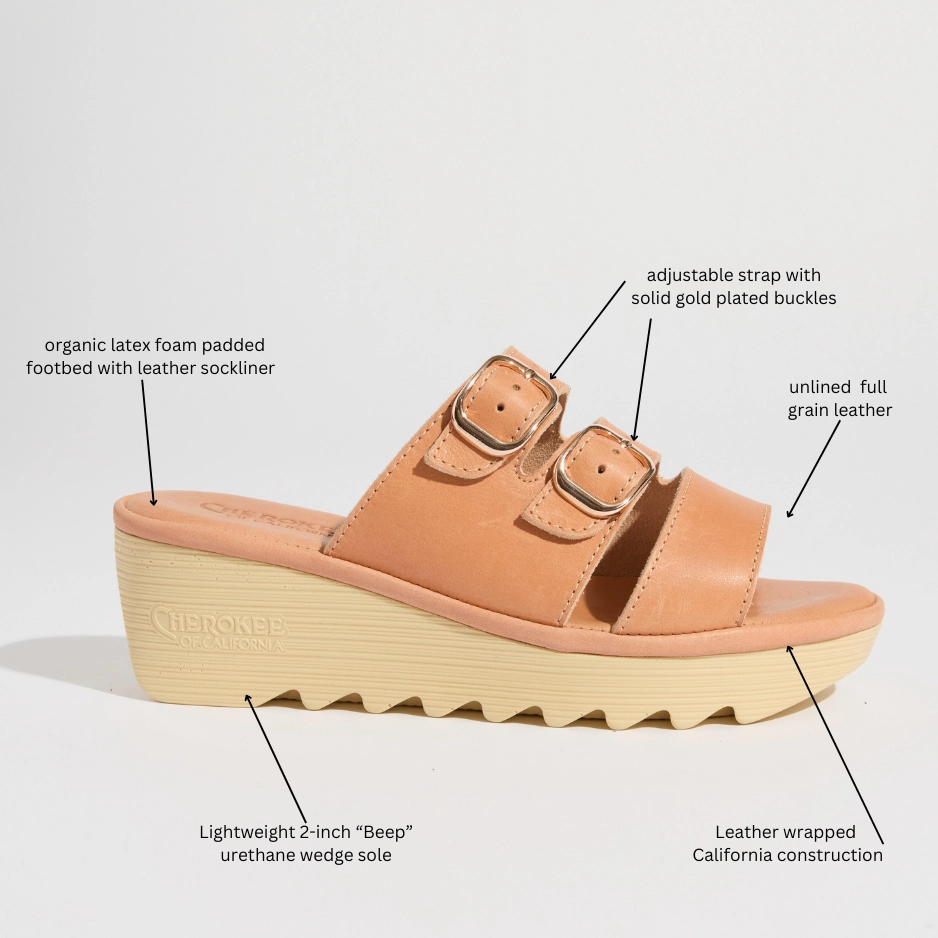 Charlotte Mid Beep - Natural Leather Premium Heels Sandals