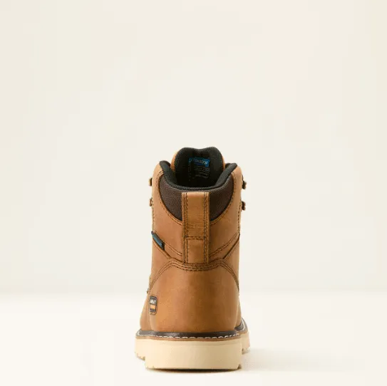 Ariat Women's Rebar Antique Brown 6" Wedge Moc Toe Waterproof Work Boot 10053718 Mesh Heavy Grip Footwear