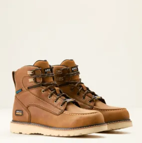 Oil Protection Ariat Women's Rebar Antique Brown 6" Wedge Moc Toe Waterproof Work Boot 10053718