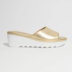 Cindy Mid Beep Gold White Bottom rubber Chic Beach Shoes