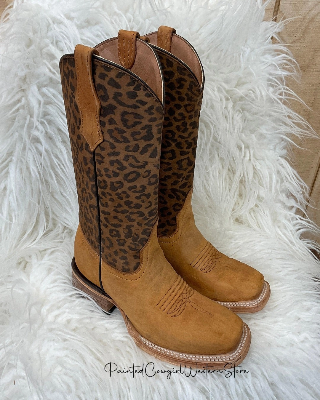 Circle G Teen/Youth Honey Leopard Print Shaft Square Toe Boots J7104 Running Comfort