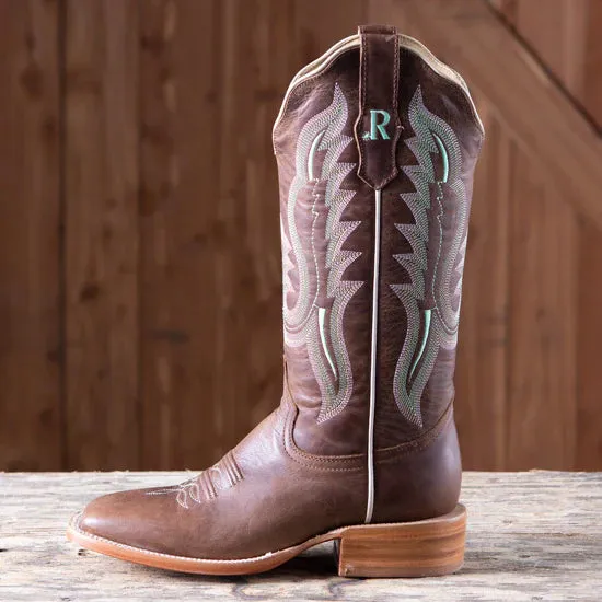 Effortless Wear orthopedic R. Watson Women's Arizona Tan Calf Leather Square Toe Western Cowgirl Boots RWL8301-2