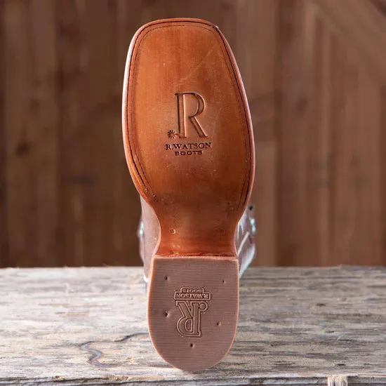 Mid Length Cushioned Base R. Watson Women's Arizona Tan Calf Leather Square Toe Western Cowgirl Boots RWL8301-2