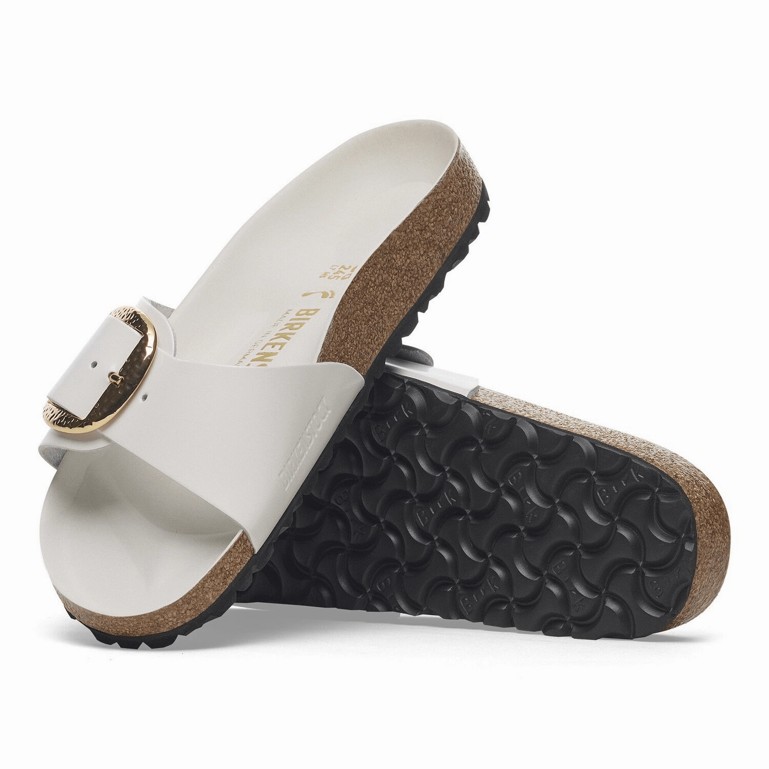 Chic Days Fashionable Madrid Hammered Big Buckle | High-Shine Patent Leather | Antique White