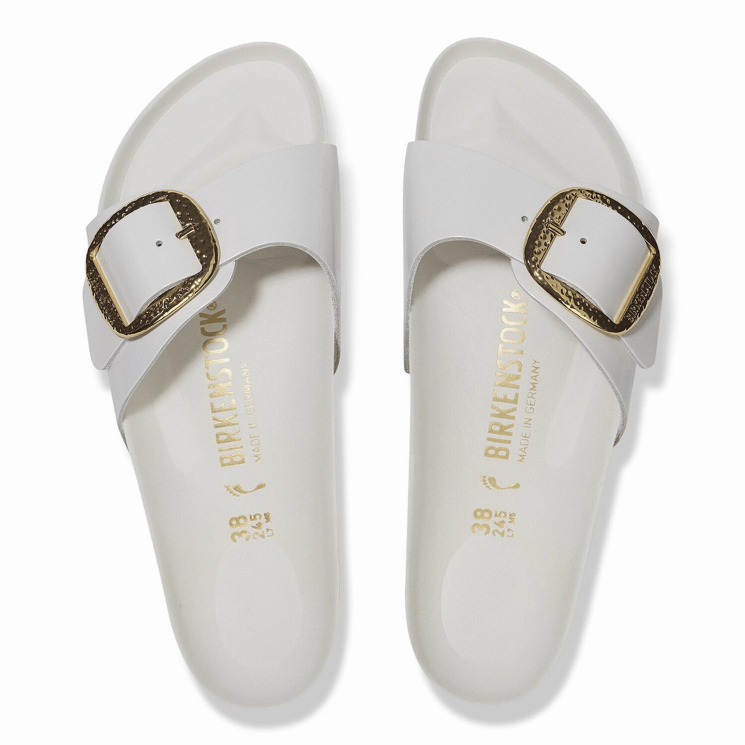 Madrid Hammered Big Buckle | High-Shine Patent Leather | Antique White Urban Go