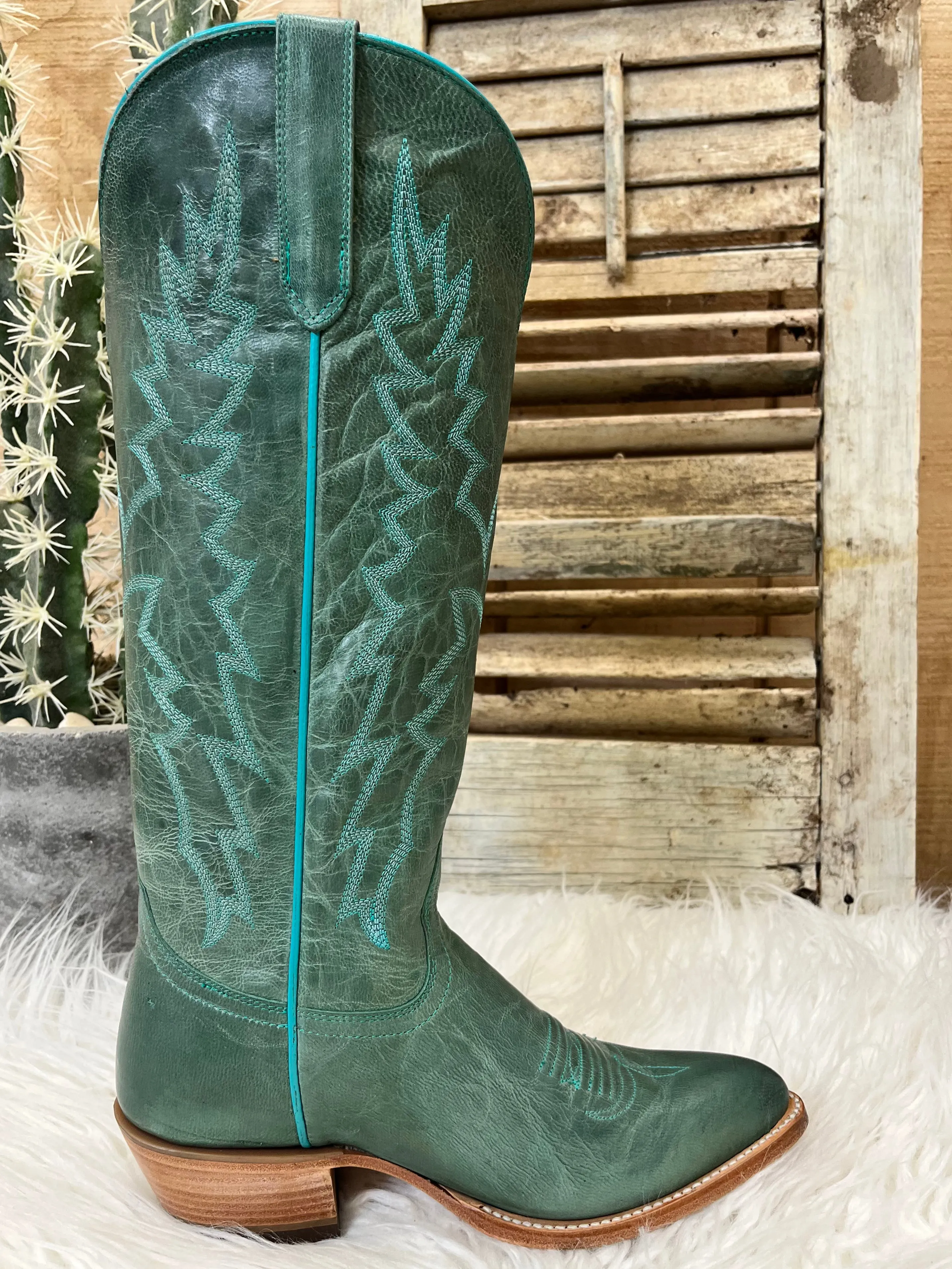 Step Control Zip Closure Black Star Women's Dusty Turquoise Sierra Almond Toe Cowgirl Boots WBAL004