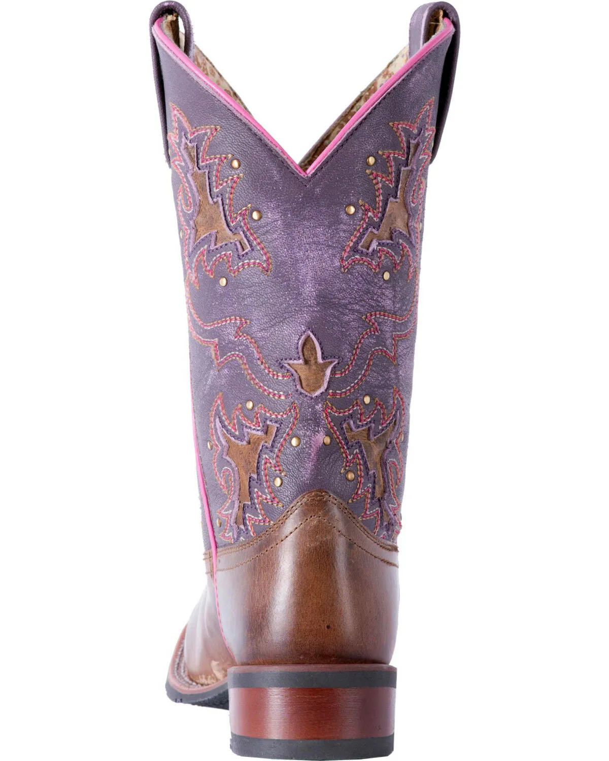 Laredo Women's Lola Brown & Purple Inlay Square Toe Cowgirl Boots 5657 Urban Outfit