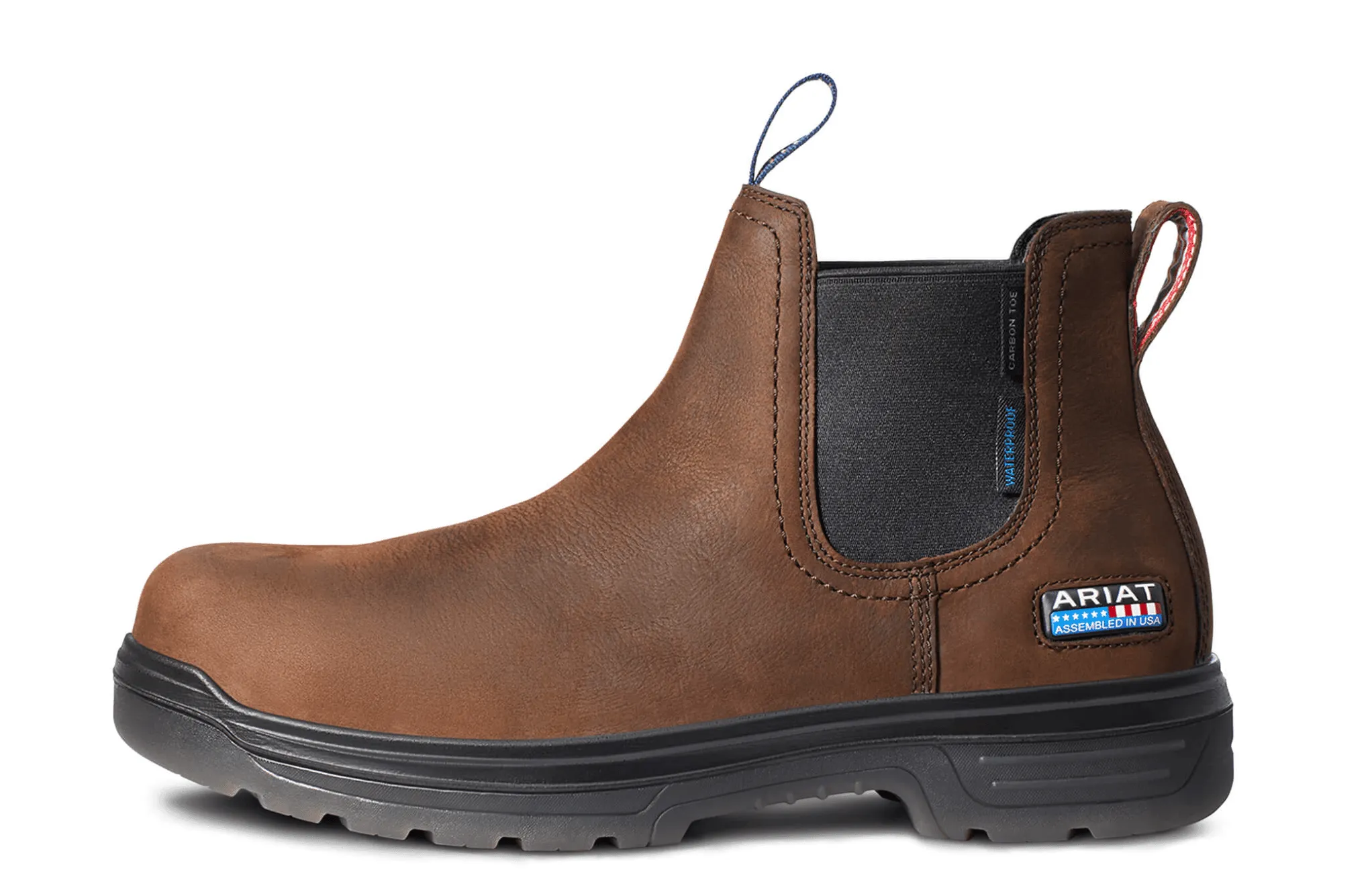 Outdoor Travel Ariat Men's Turbo Chelsea USA Assembled Waterproof Carbon Toe Work Boot 10036738