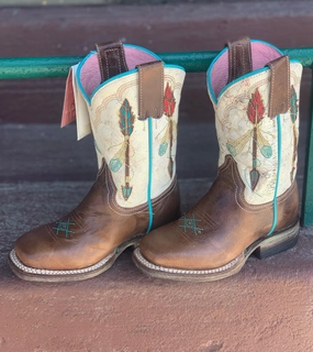 BreathableMesh Chukka Silhouette Roper Girl's Arrow Square Toe Cowgirl Boots 7023-8287