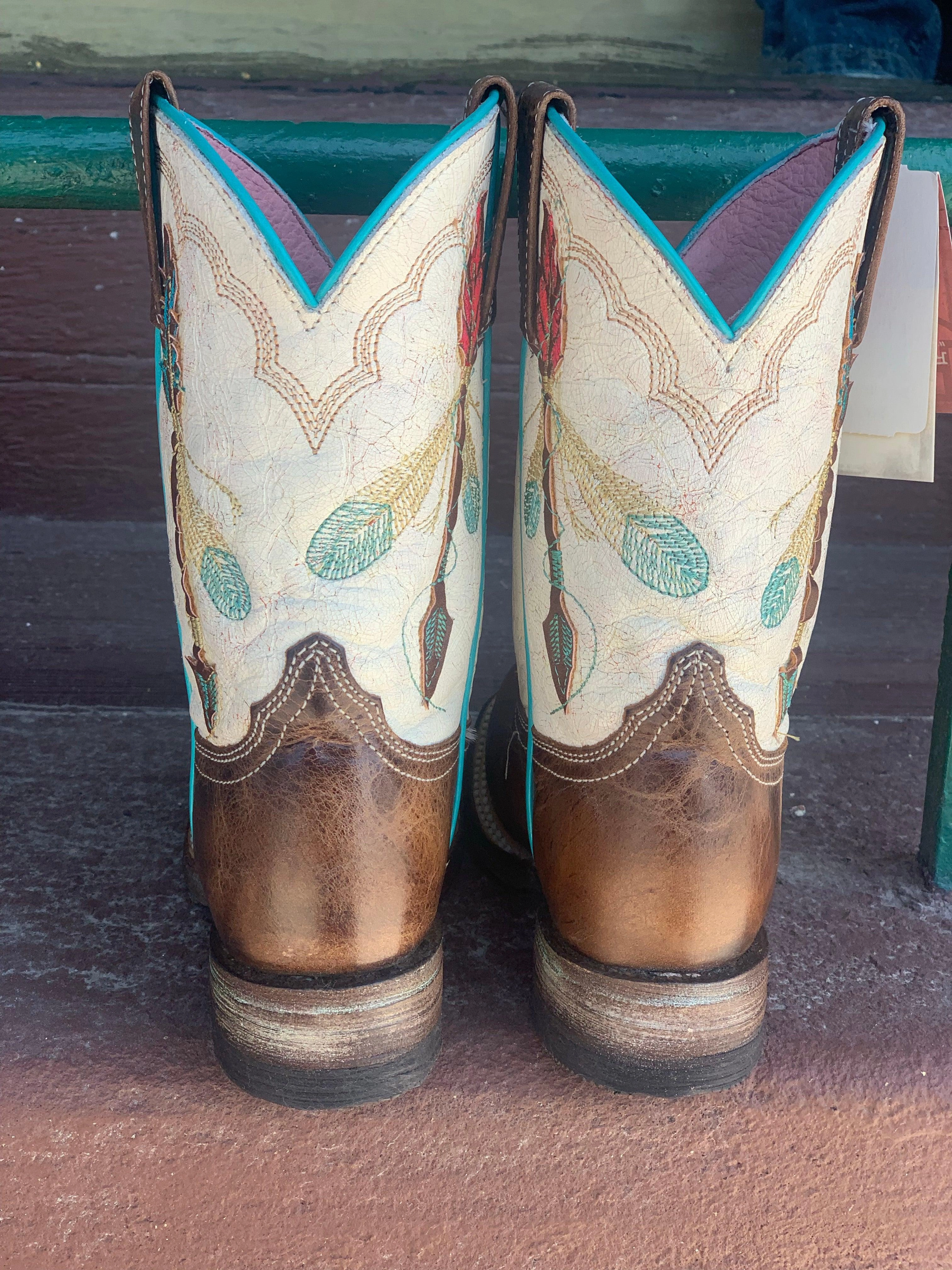 Roper Girl's Arrow Square Toe Cowgirl Boots 7023-8287 Flexibility Design Open Toe Design