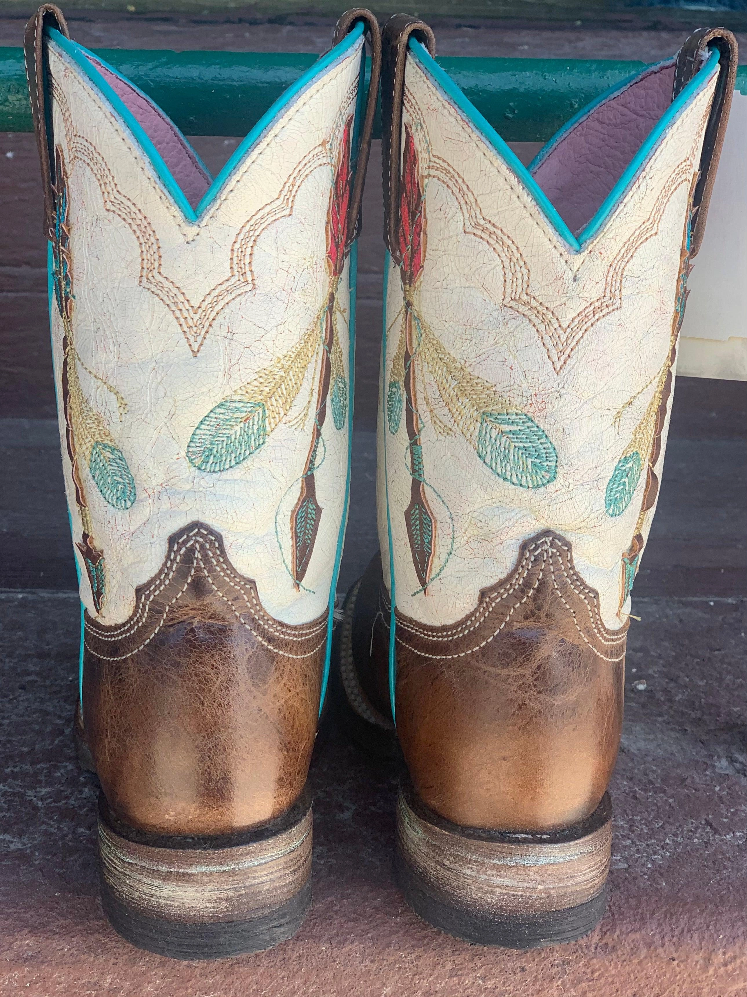 Casual Comfort Festival Vibe Roper Girl's Arrow Square Toe Cowgirl Boots 7023-8287