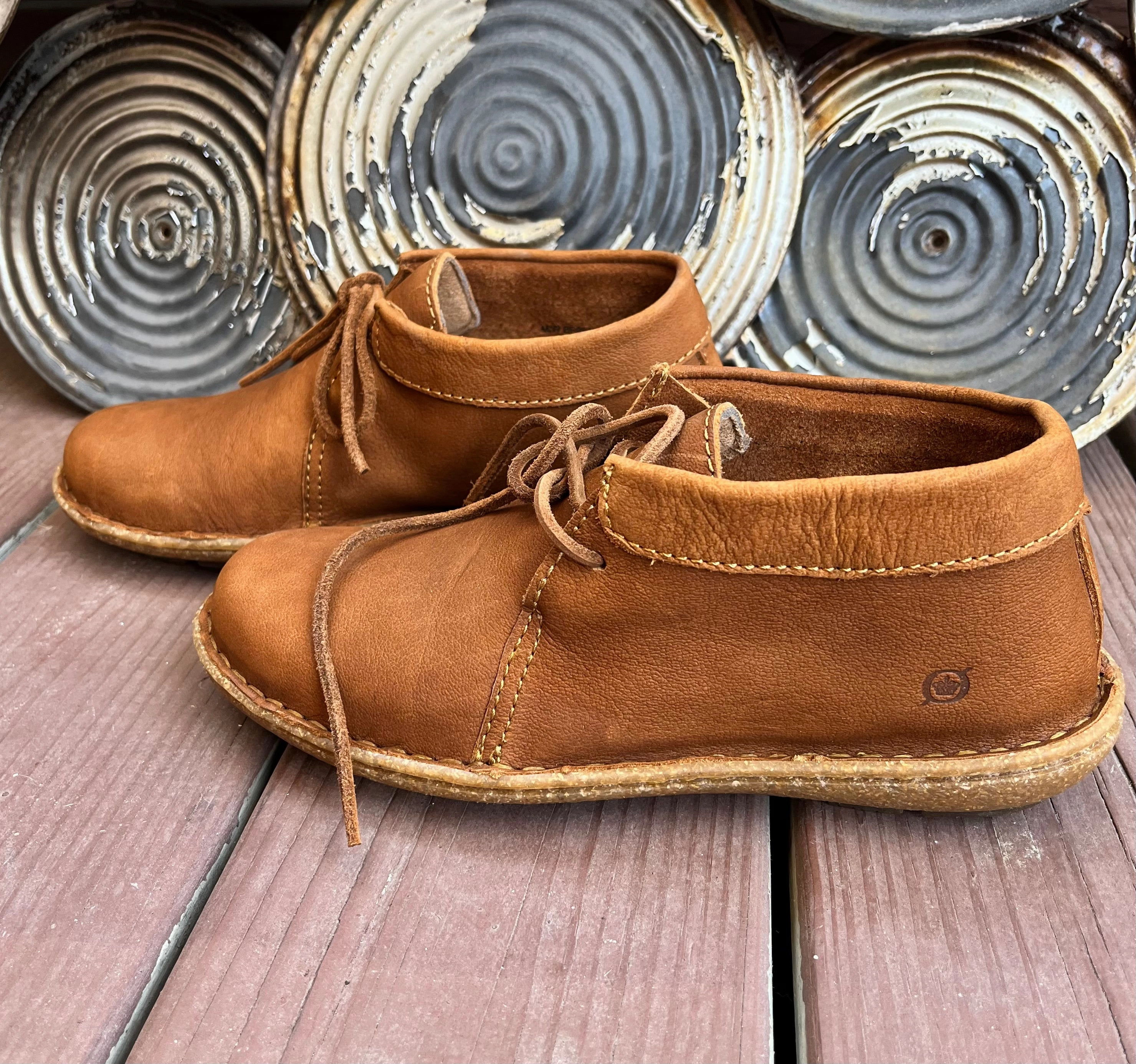 Water Wall Born Women's Nuala Maple Leaf Rust Soft Leather Booties Moccasins BR0019226