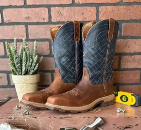 Twisted X Men's Brown & Blue Nano Safety Toe Western Work Boots MULN004 High Shaft Compact Form