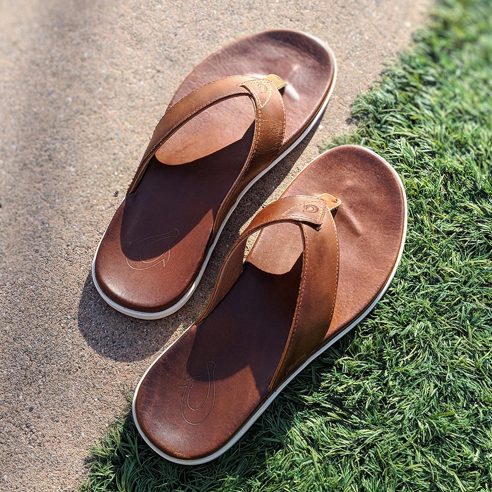 Olukai Nalukai Leather Sandal in Fox Beach Mode Lite Wear