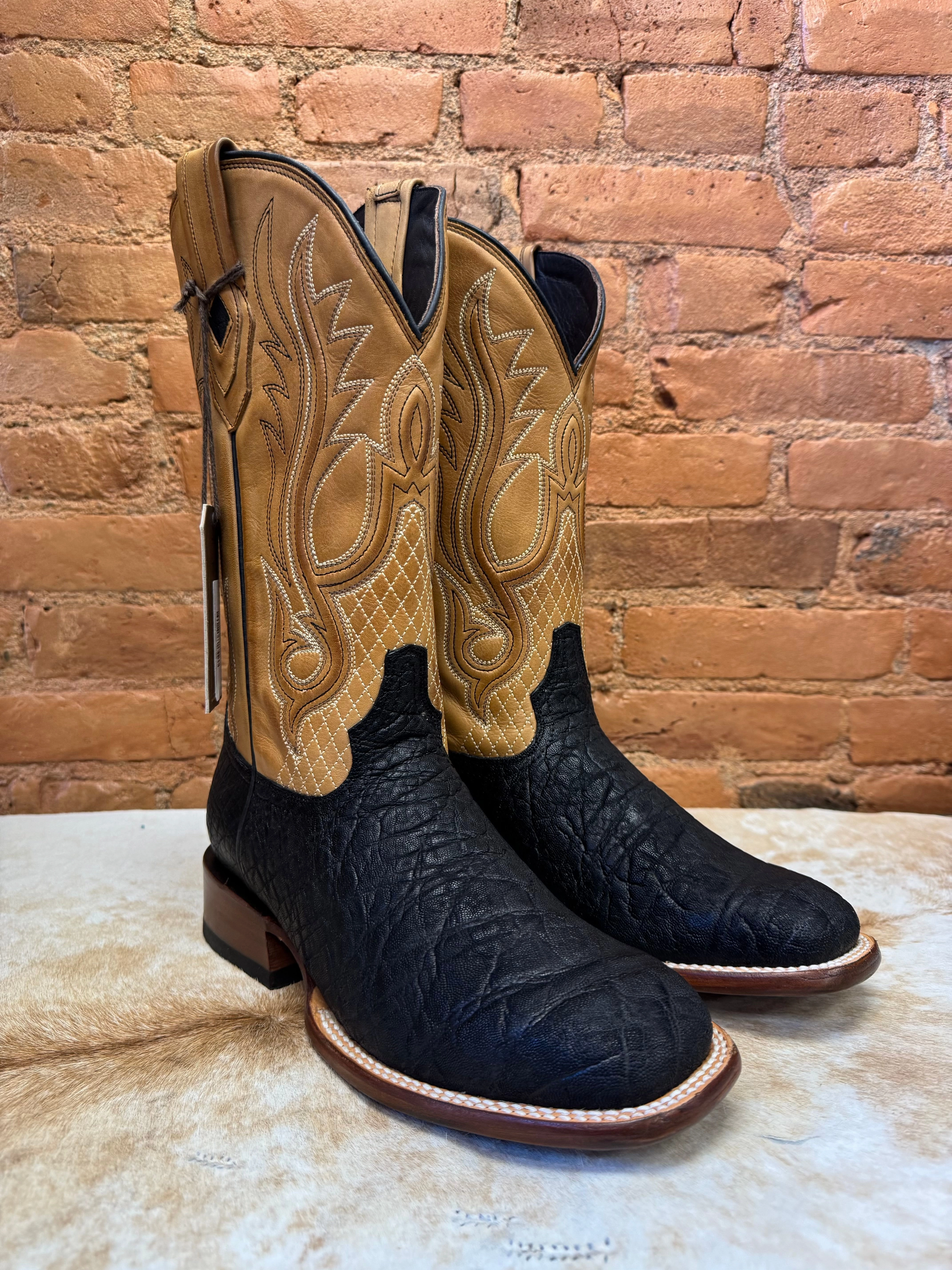 Comfortable Experience Stetson Men's Black Thunder Genuine Elephant Square Toe Cowboy Boots 1852-0700