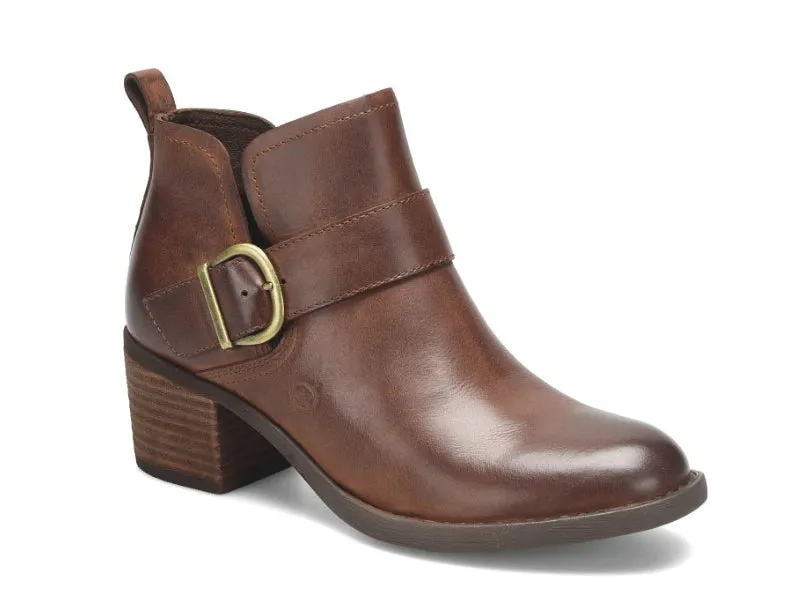 Winter Footwear Slip-Resistant Sole Born Women's Royce Brown Leather Ankle Bootie Shoe  BR0065506