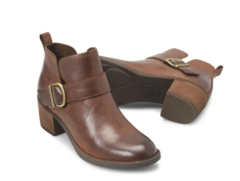 Cold Climate Water Repellent Born Women's Royce Brown Leather Ankle Bootie Shoe  BR0065506