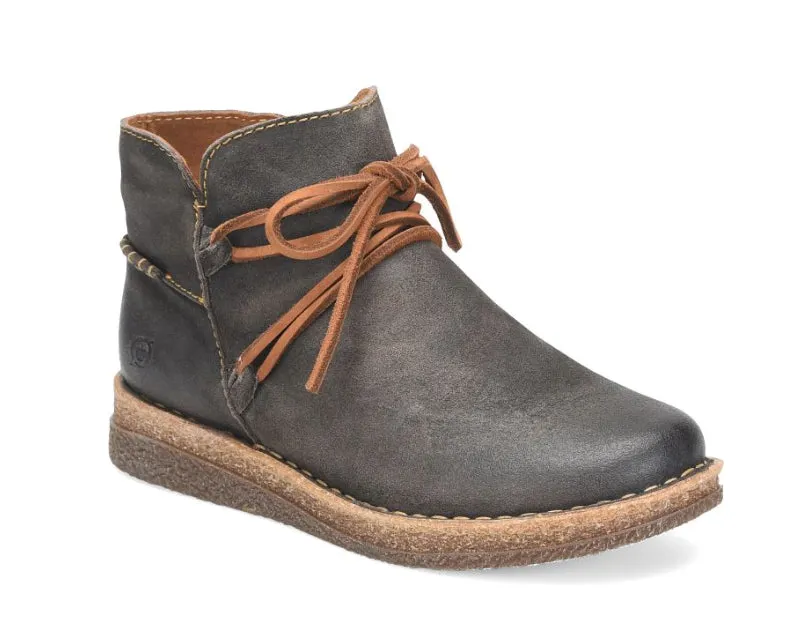 Hiking Boots Quiet Sole Born Women's Calyn Dark Concrete Grey Distressed Leather Ankle Boot BR0027642
