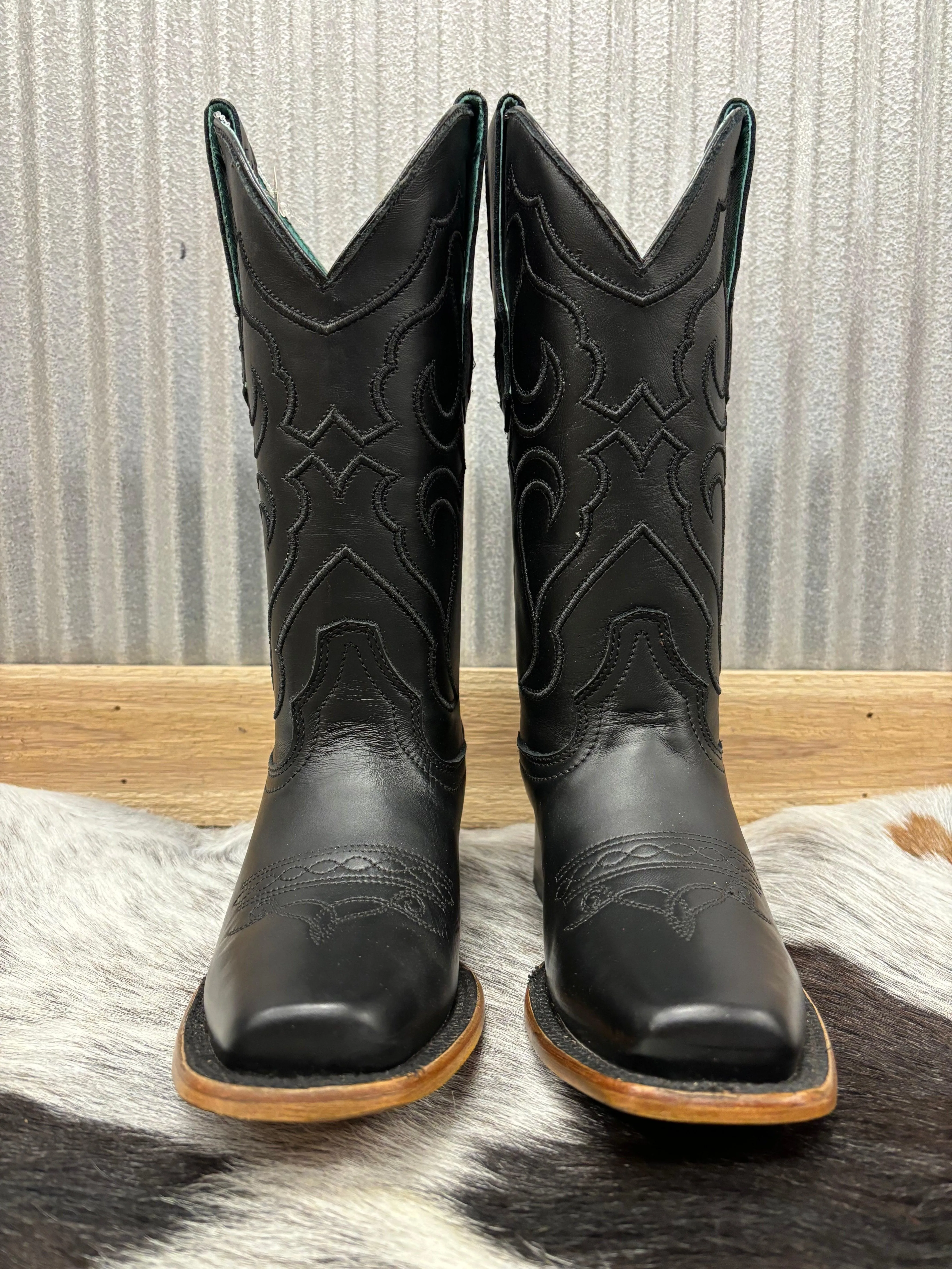 Corral Women's Black Leather Embroidered Square Toe Cowgirl Boots Z5167 All Fit