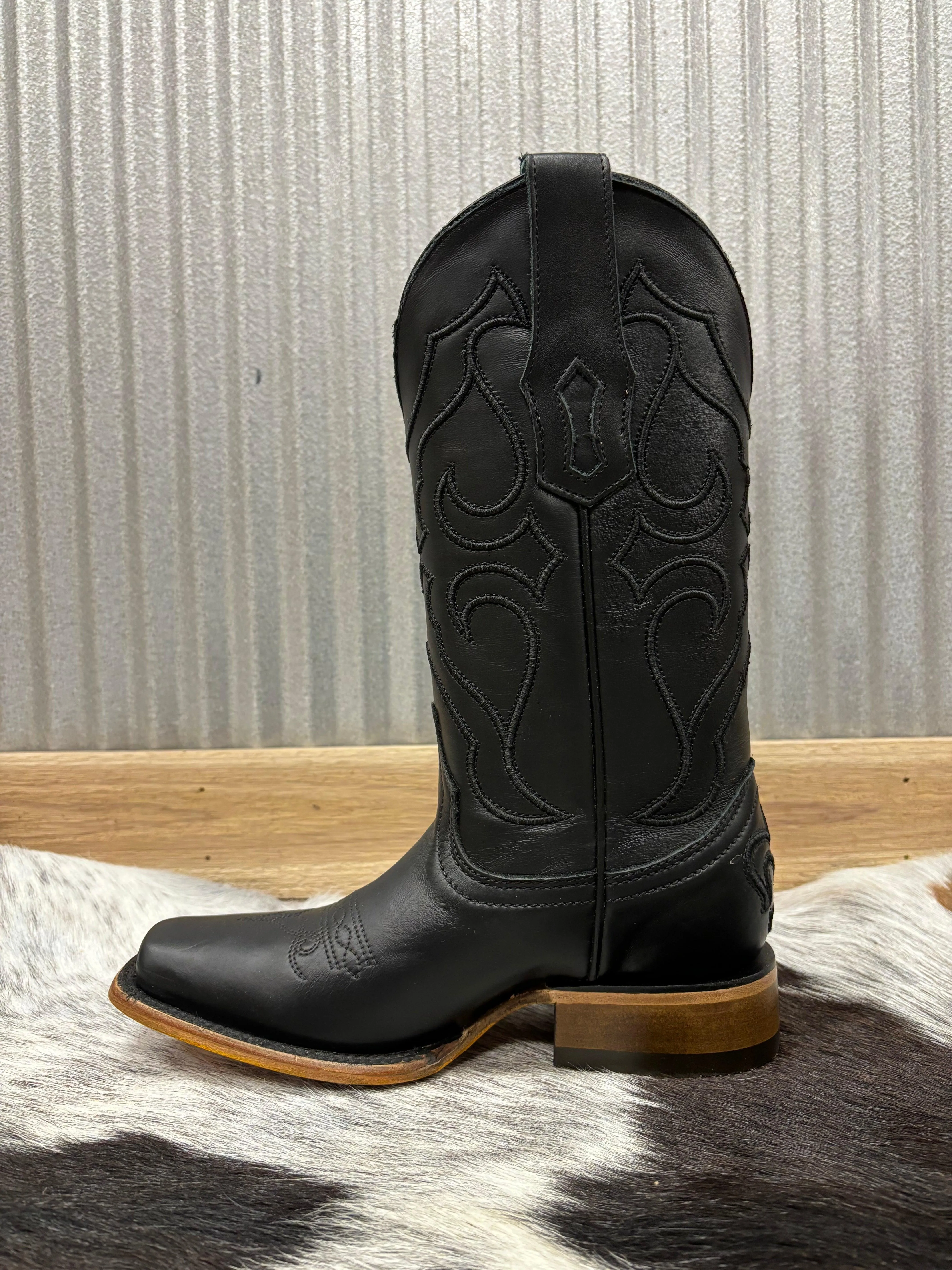 Corral Women's Black Leather Embroidered Square Toe Cowgirl Boots Z5167 Flexible Movement