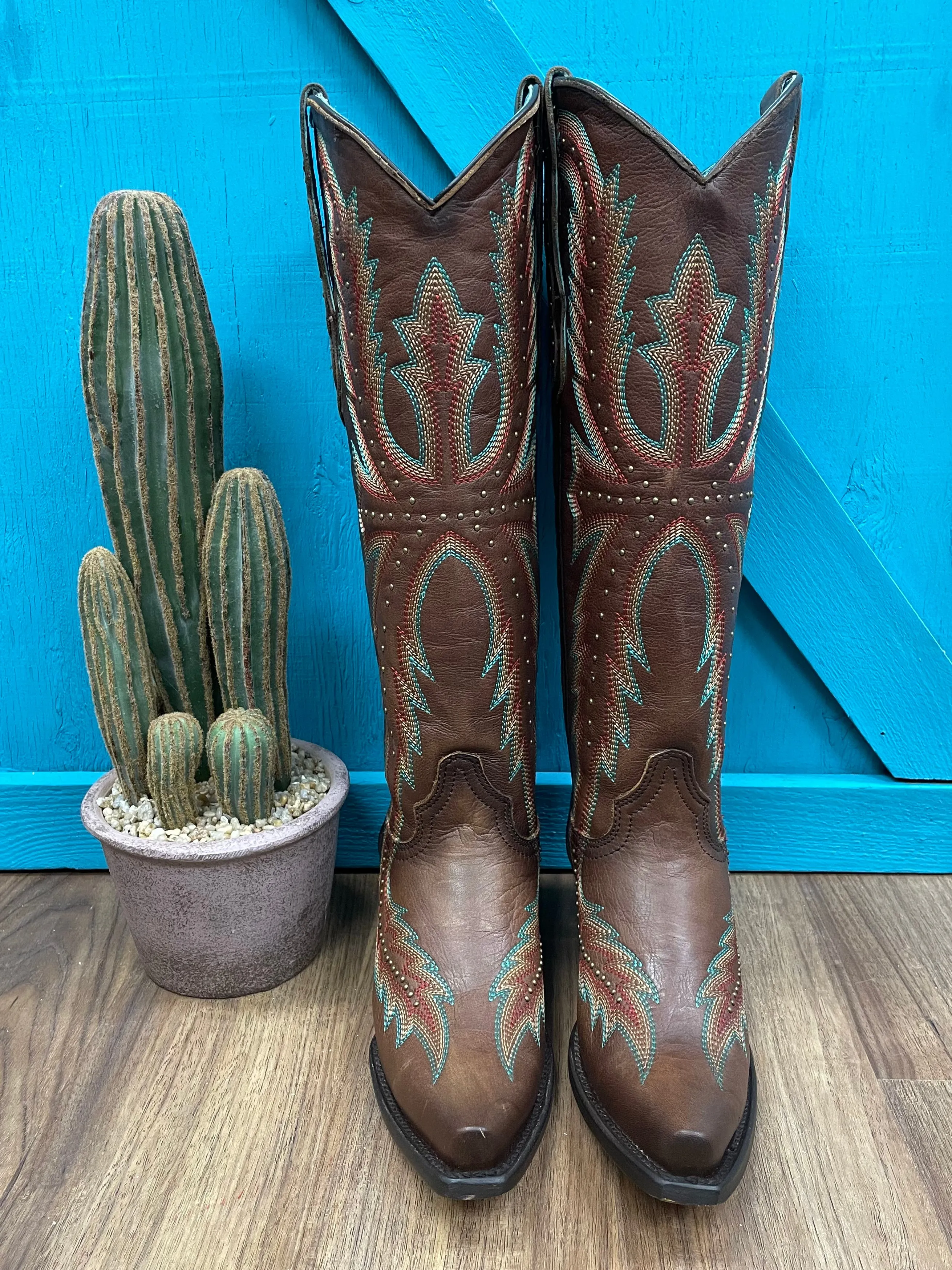 High-quality Corral Women's Brown Embroidery Stud Tall Cowgirl Boots C4068