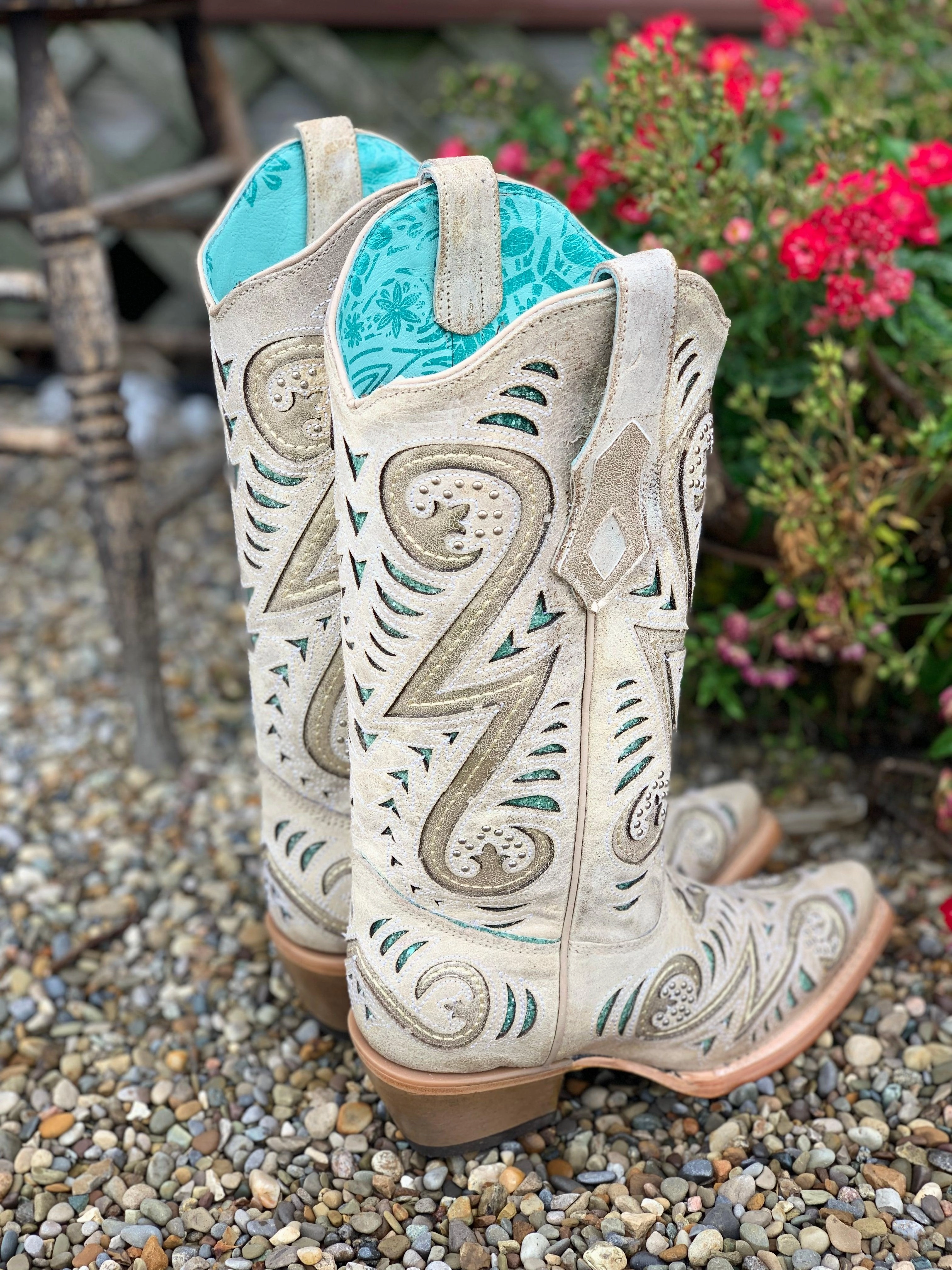 Corral Women's Bone Inlay Cowgirl Boots C3878 City Street
