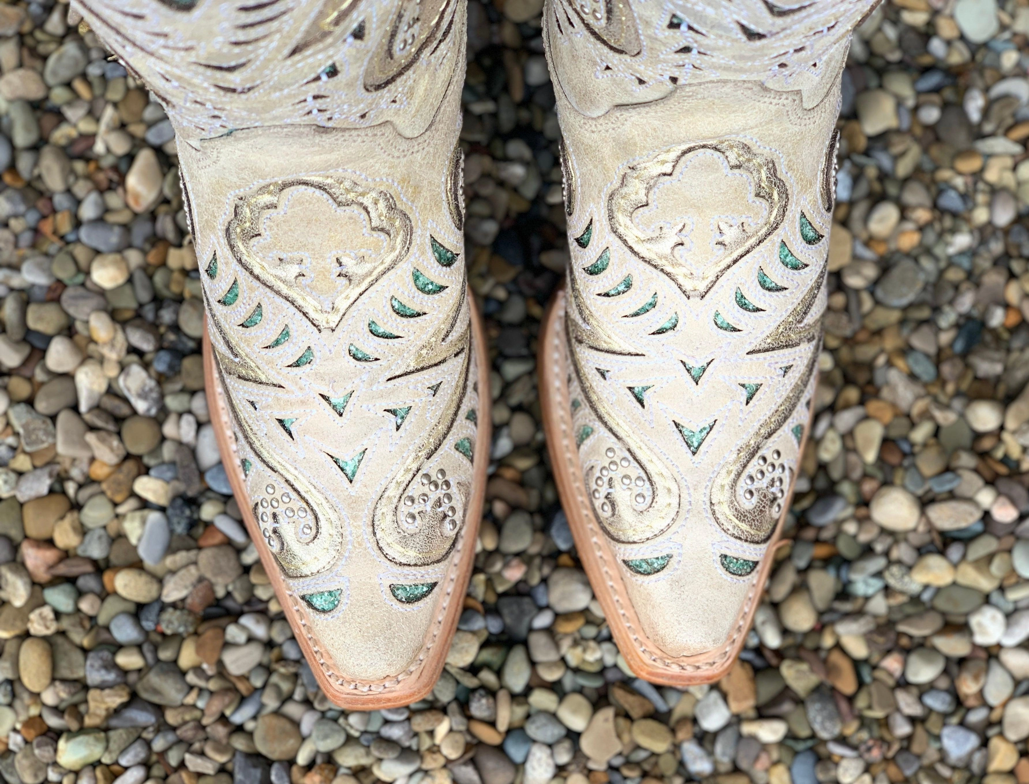 Outdoor Gear Classic Touch Corral Women's Bone Inlay Cowgirl Boots C3878