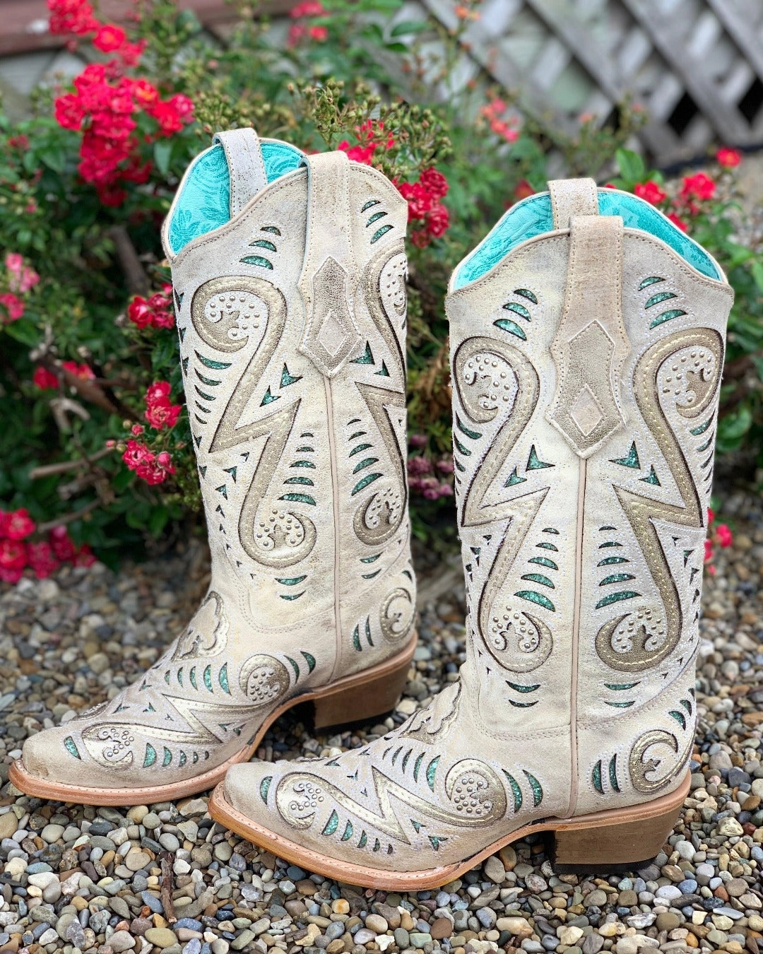 Country Side Corral Women's Bone Inlay Cowgirl Boots C3878