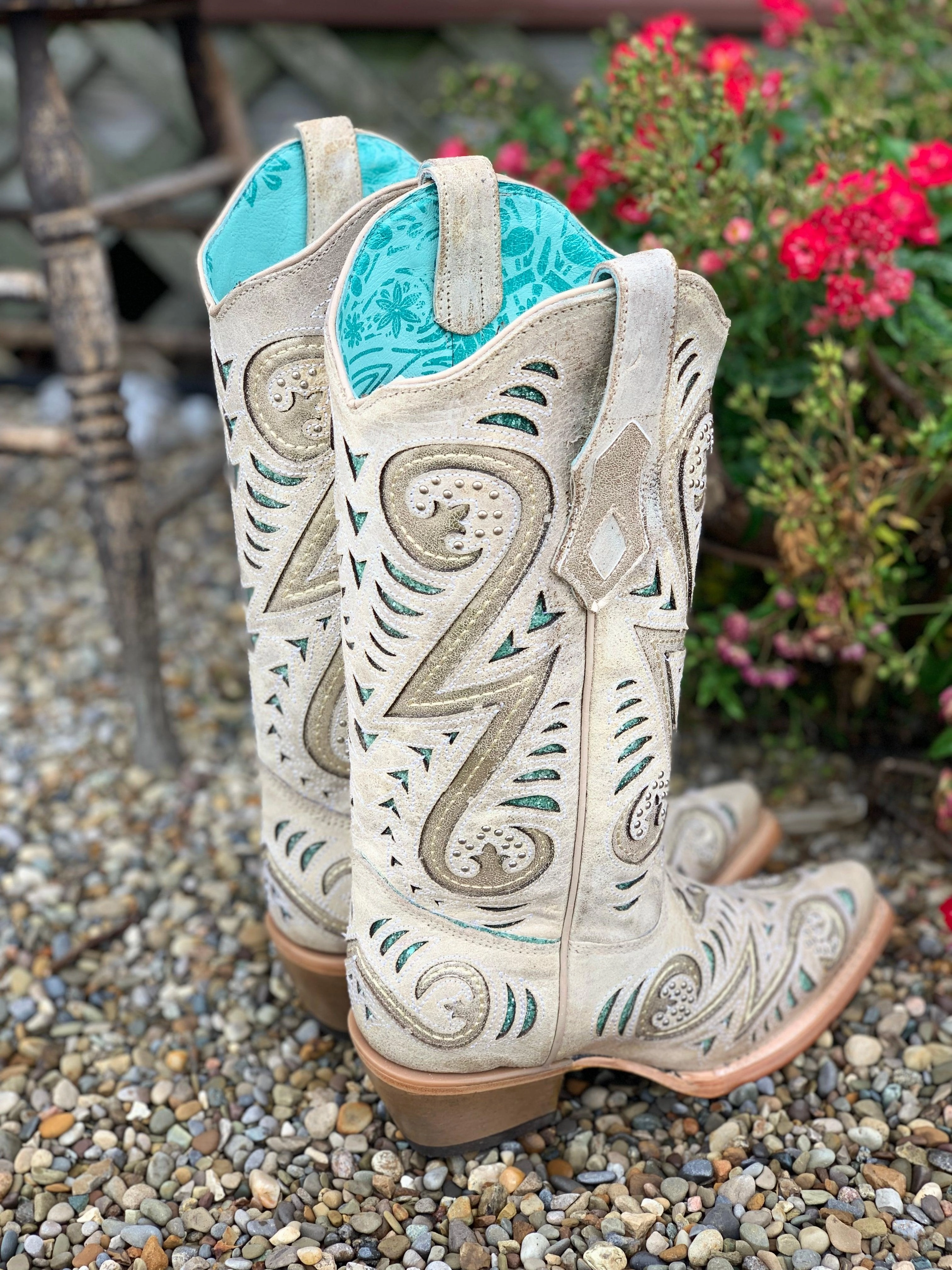 Corral Women's Bone Inlay Cowgirl Boots C3878 Young Professional