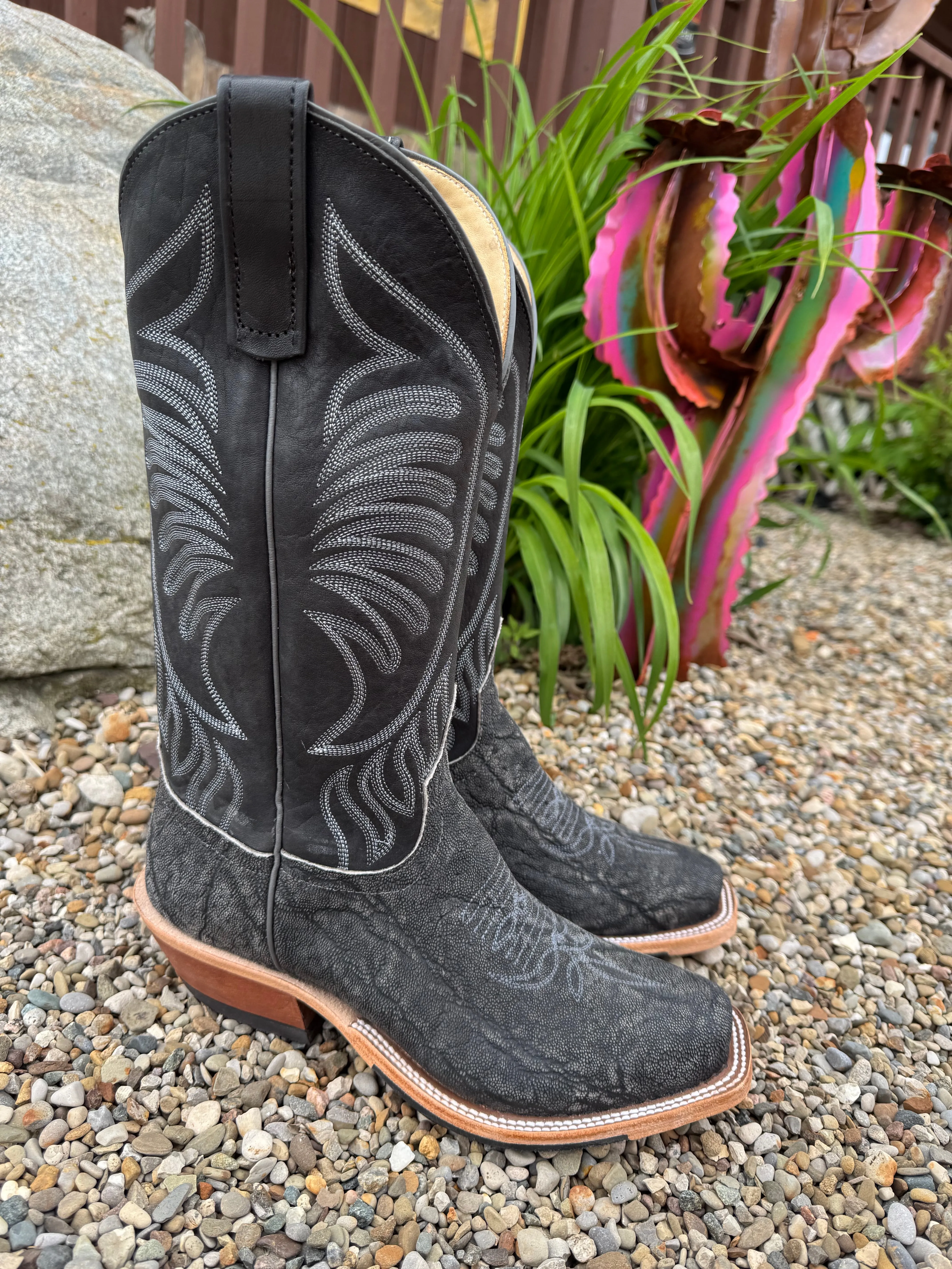 Industrial Site Nature Ready Anderson Bean Men's Granite Grey Safari Elephant Cutter Toe Cowboy Boots 338109