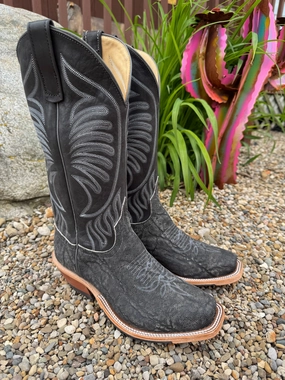 Weekend Trek High   Quality Leather Anderson Bean Men's Granite Grey Safari Elephant Cutter Toe Cowboy Boots 338109