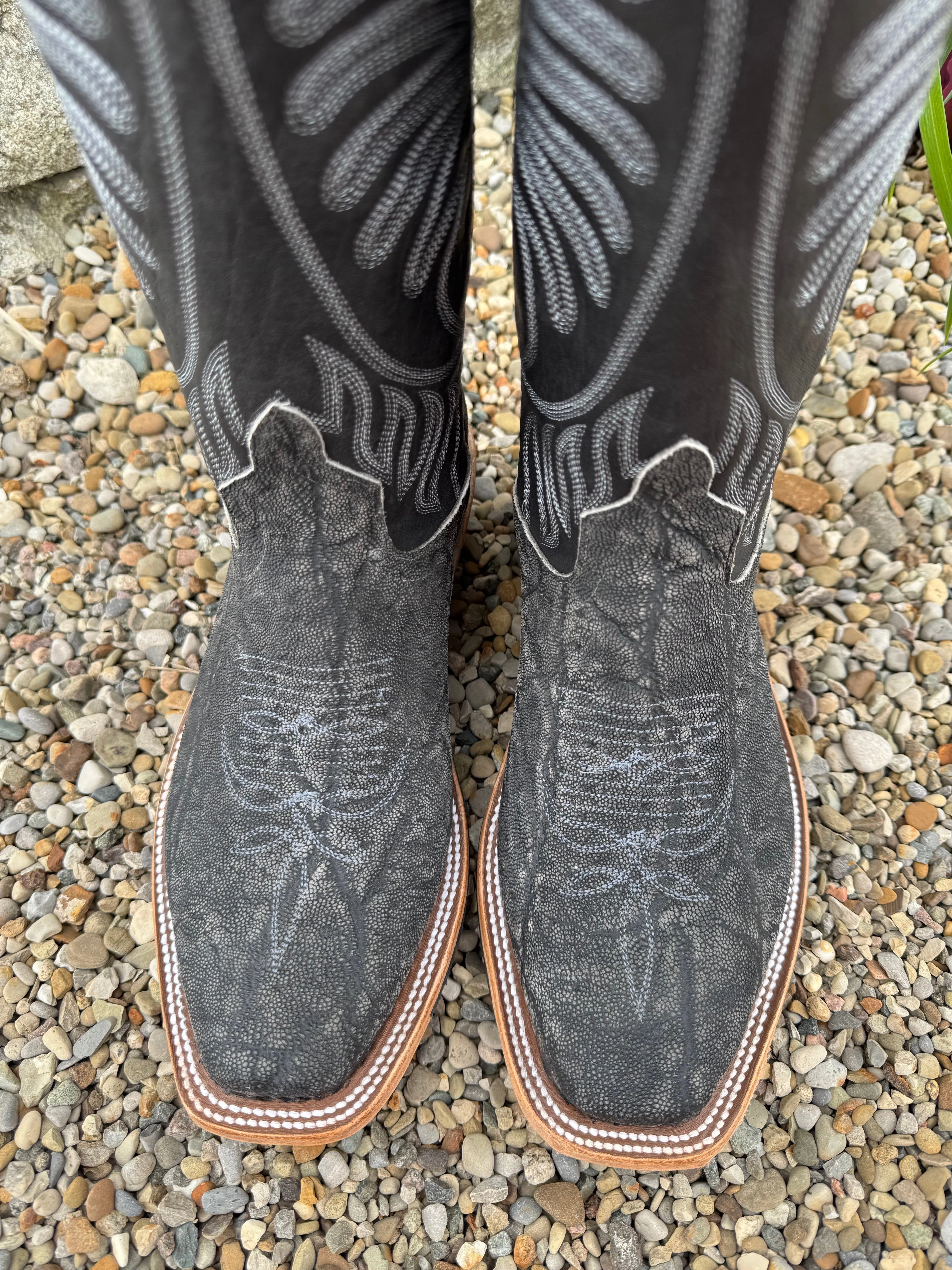 Long Last Anti blister Anderson Bean Men's Granite Grey Safari Elephant Cutter Toe Cowboy Boots 338109