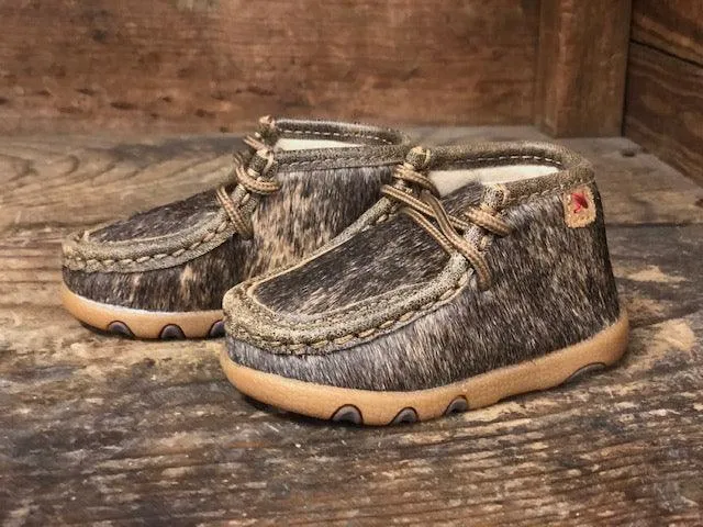 Twisted X Infant and Toddler Brindle Hair On Cowhide Driving Mocs ICA0015 Anti Bacterial Urban Bold