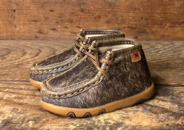 Twisted X Infant and Toddler Brindle Hair On Cowhide Driving Mocs ICA0015 Anti-Slip Function
