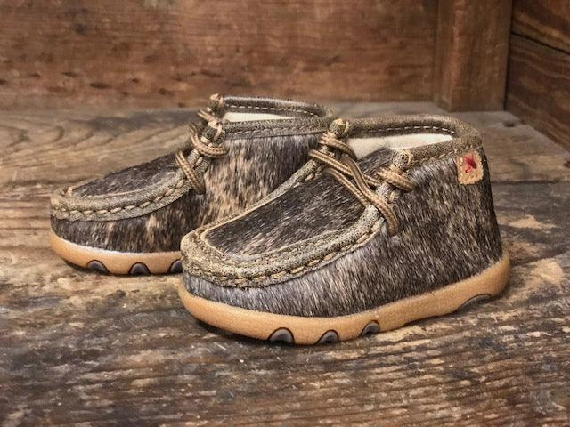 Twisted X Infant and Toddler Brindle Hair On Cowhide Driving Mocs ICA0015 Anti Bacterial Urban Bold