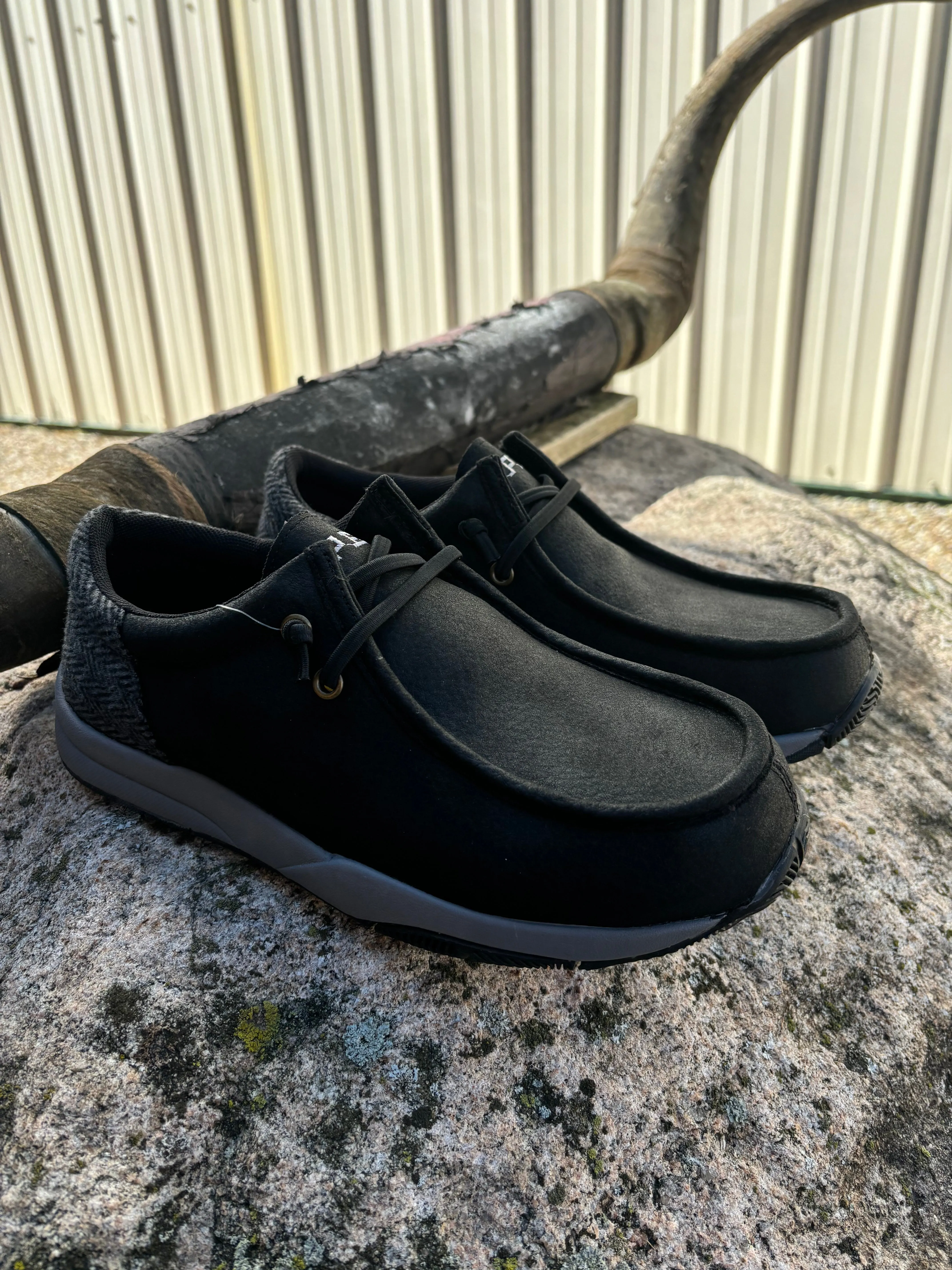 Star Edge Mesh Upper Roper Men's Black Clearcut Low Faux Leather Tweed Chukka Casual Shoes 1662-3516