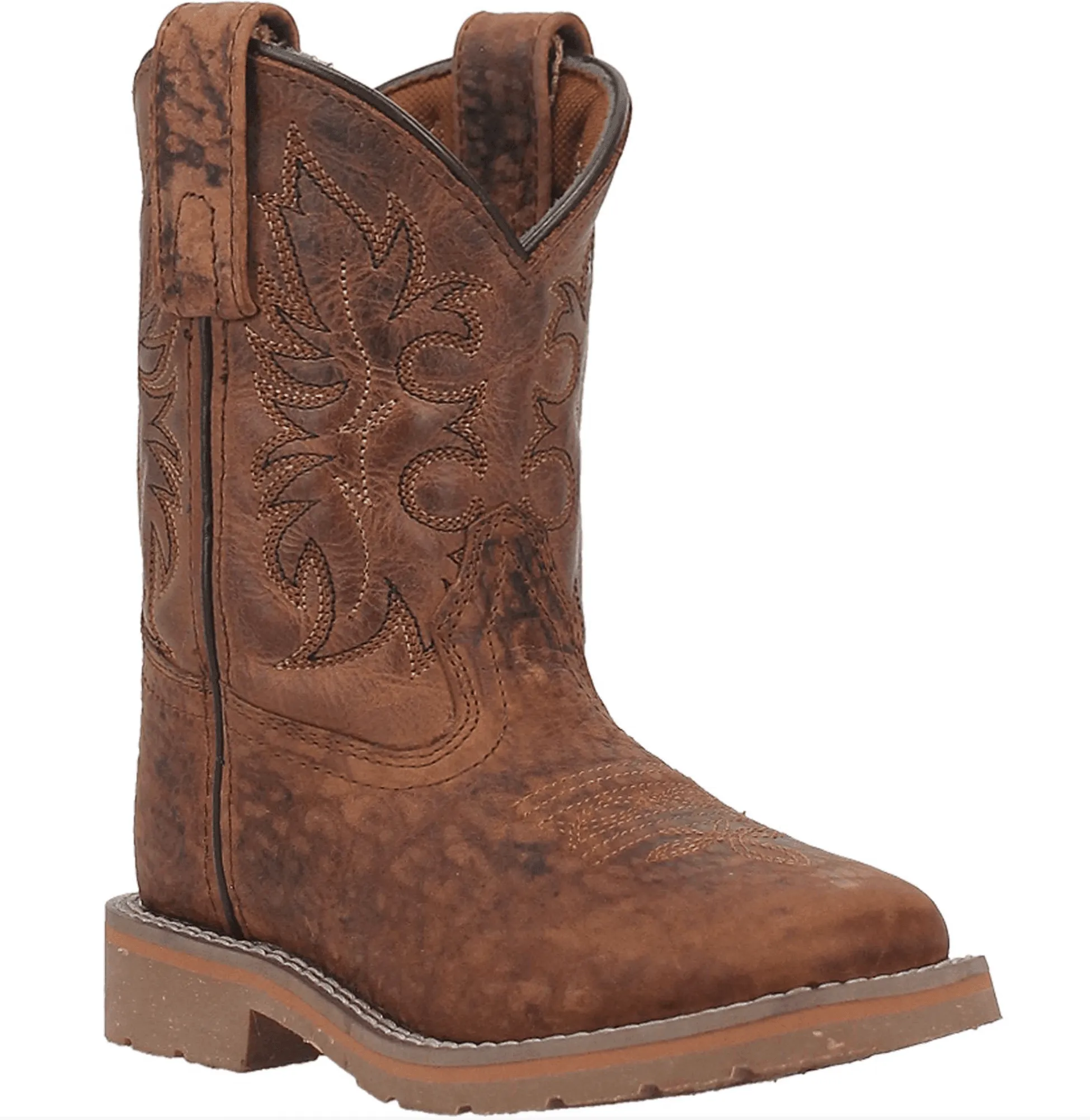 Quick Comfort Modern Minimal Dan Post Children/Youth Boy's Rust Brown Leather Square Toe Durant JR Western Cowboy Boot DPC2926 DPC3926