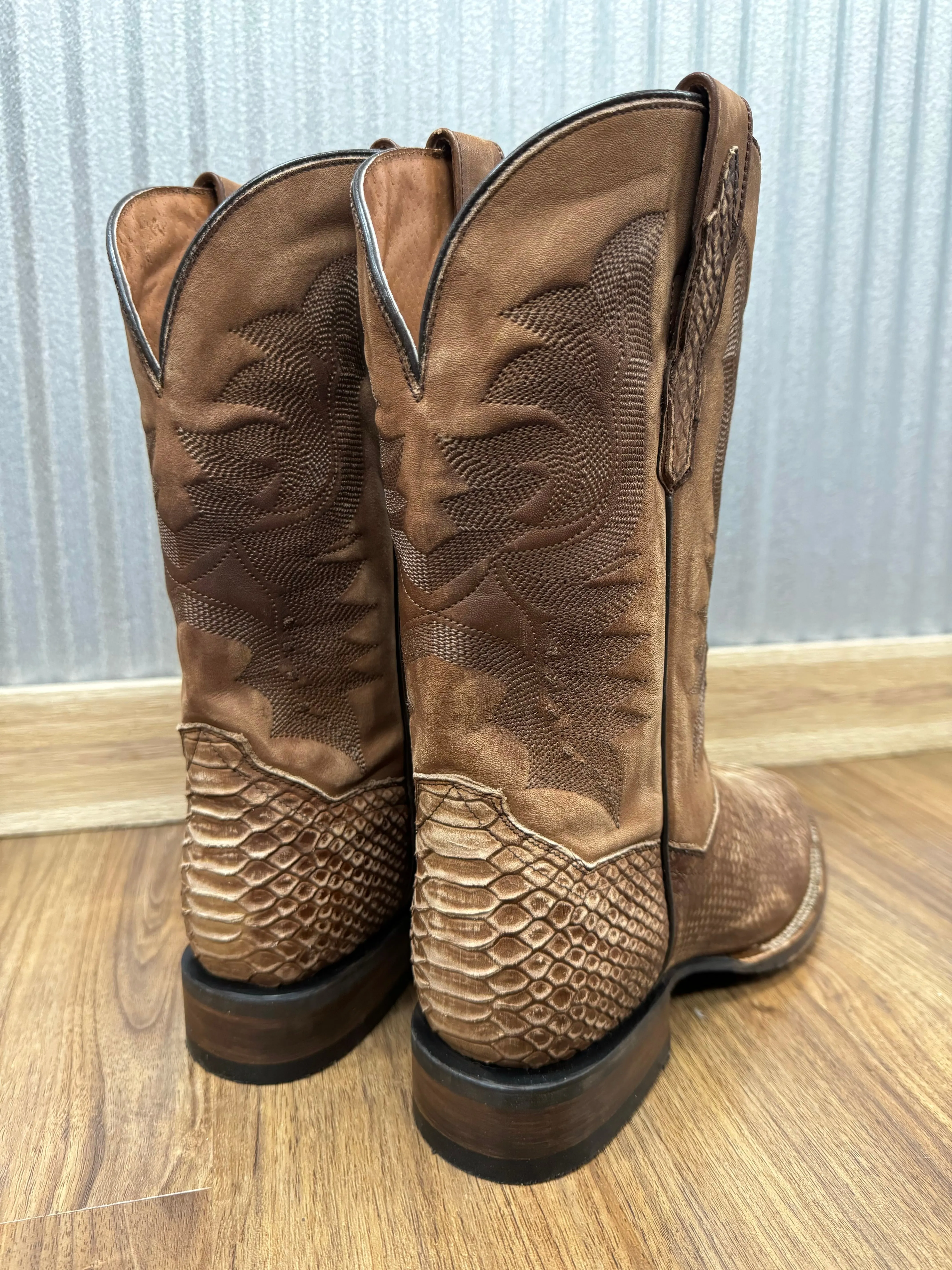 Lightweight Sole Italian Glam Dan Post Men's Bronze/Brown KA Python Design Square Toe Cowboy Boots DP4526
