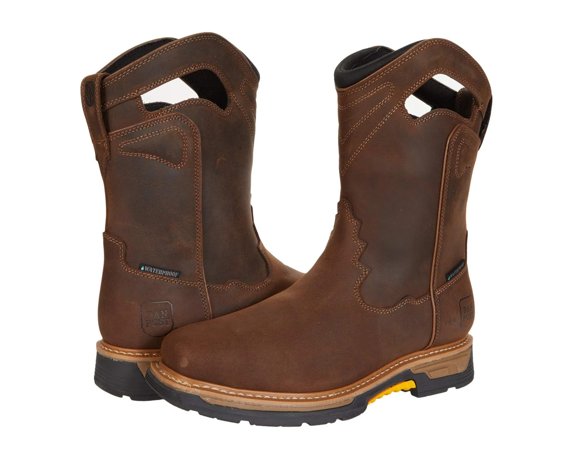 Dan Post Men's Brown Leather Thunderhead Waterproof Slip Resistant Work Boots DP56423 Comfortable Balance