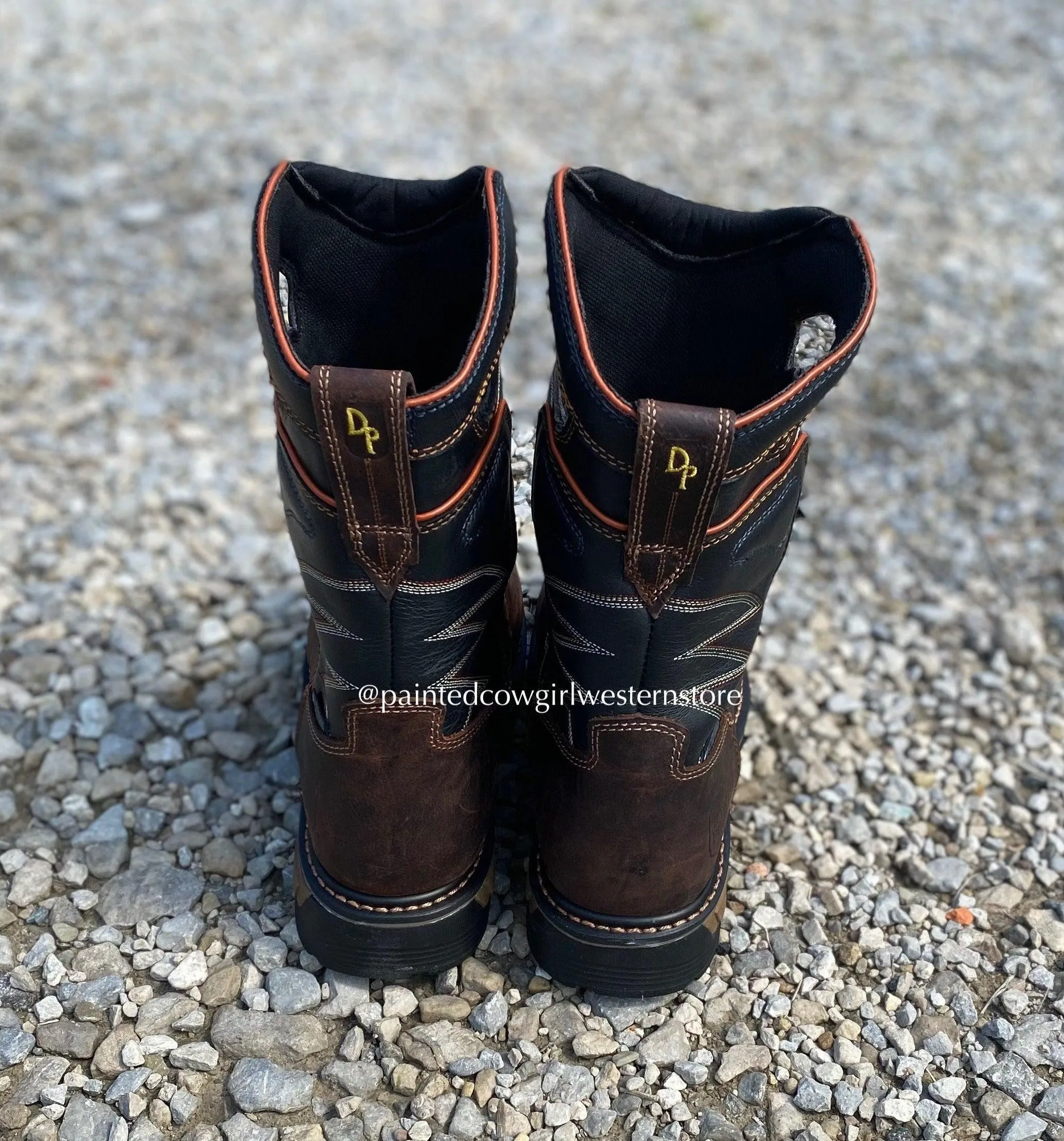 Comfortable Grip Dan Post Men's Brown Leather Thunderhead Waterproof Square Toe Work Boots DP56421