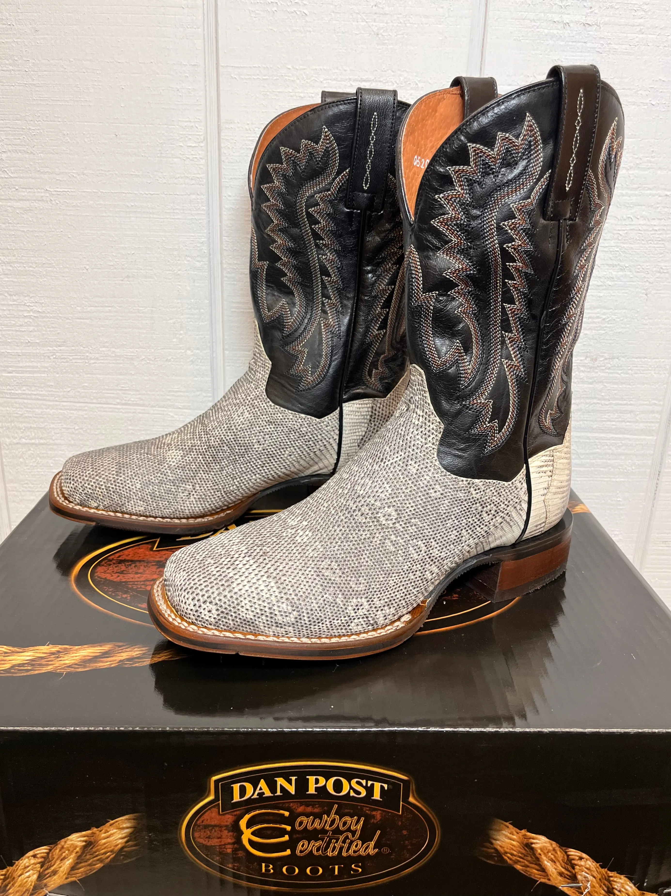 Dan Post Men's Elgin Lizard Black Square Toe Cowboy Boots DP4181 Outdoor Explore Comfort And Durability