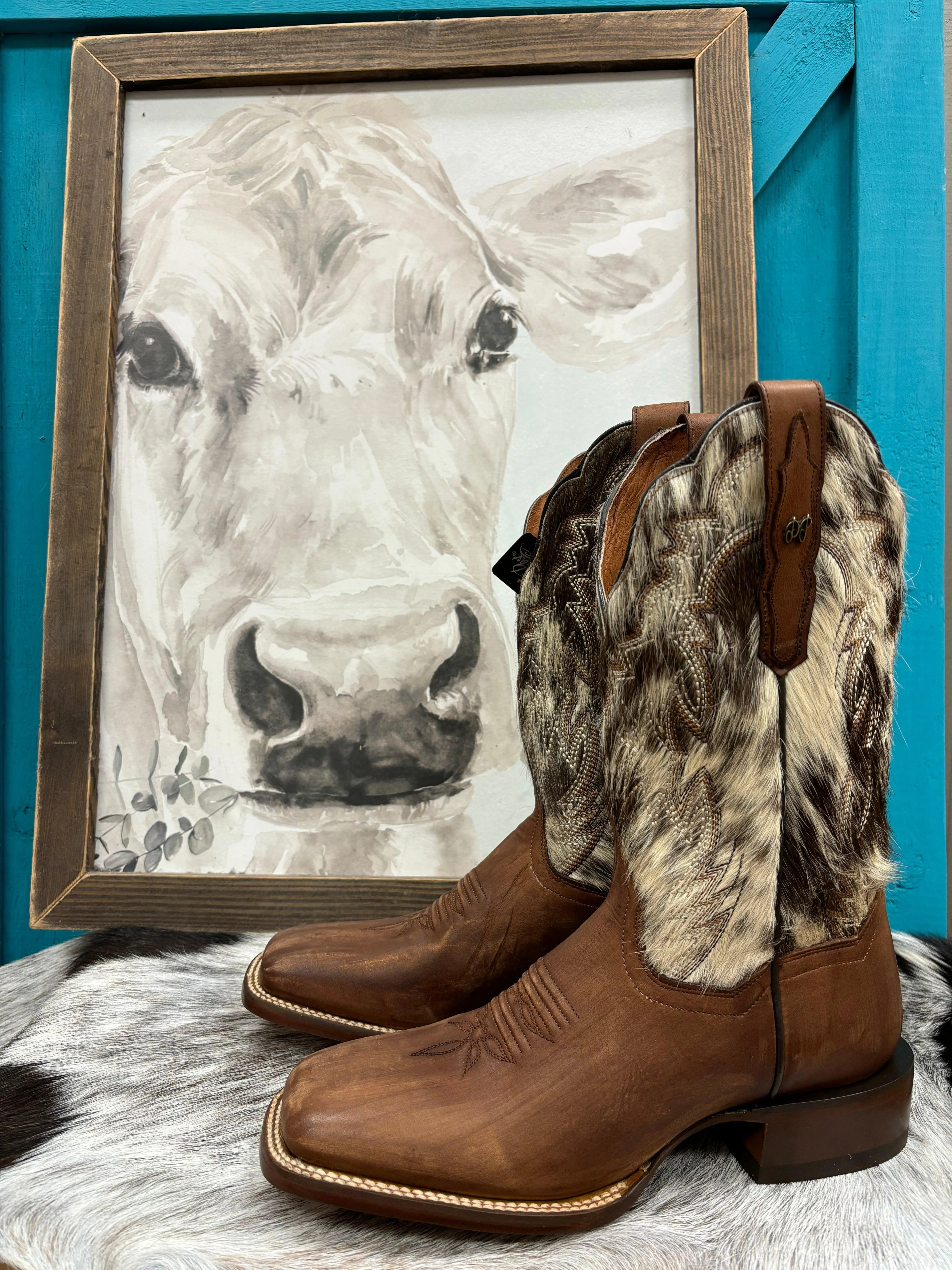 Dan Post Womens Clarabelle Brown Genuine Cowhide Hair-On Cowgirl Boots DP5252 Weekend Ready