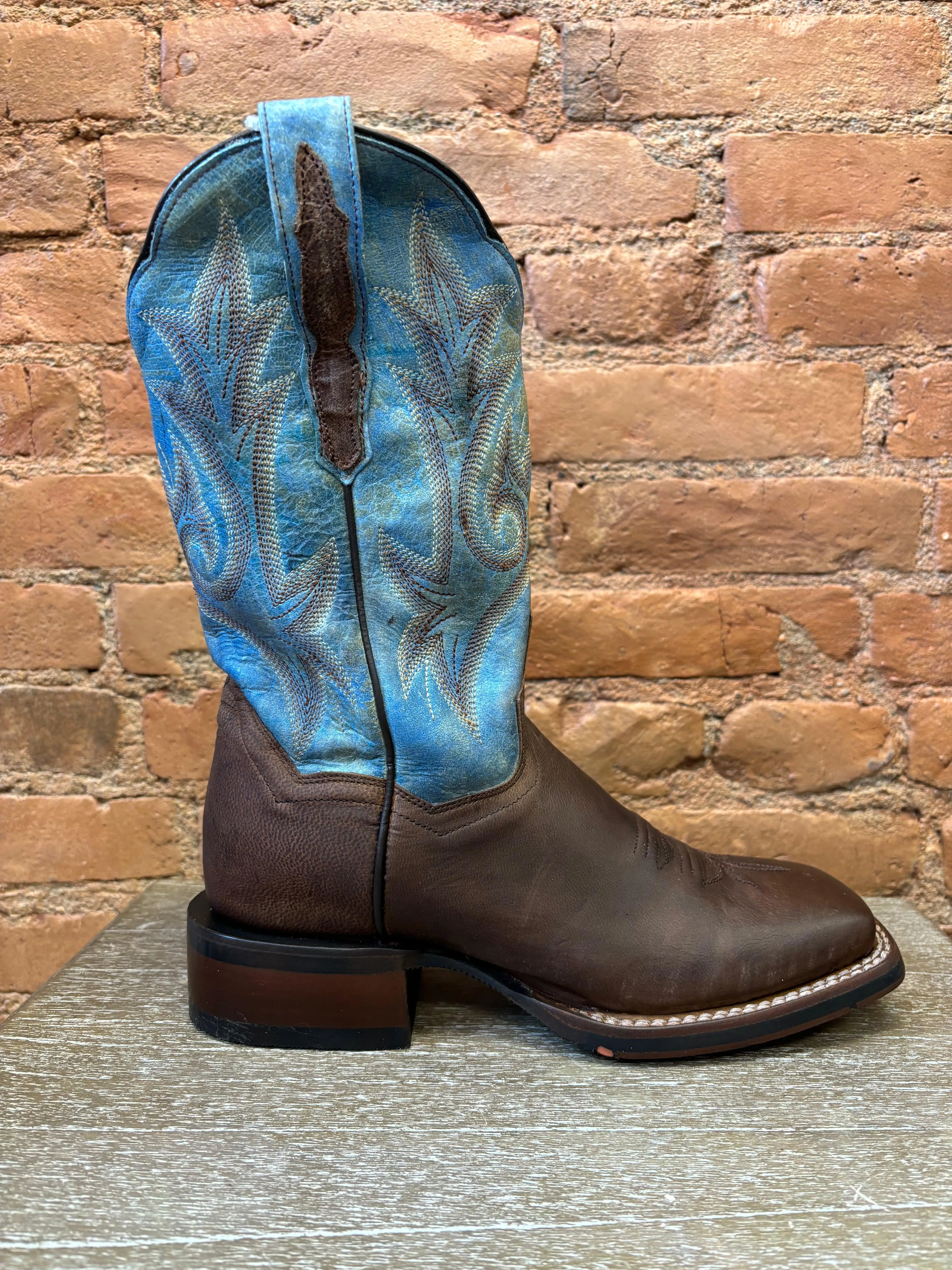 Calm Flow Lightweight Design Dan Post Women's Kelsi Brown & Blue Square Toe Western Cowgirl Boots DP4648