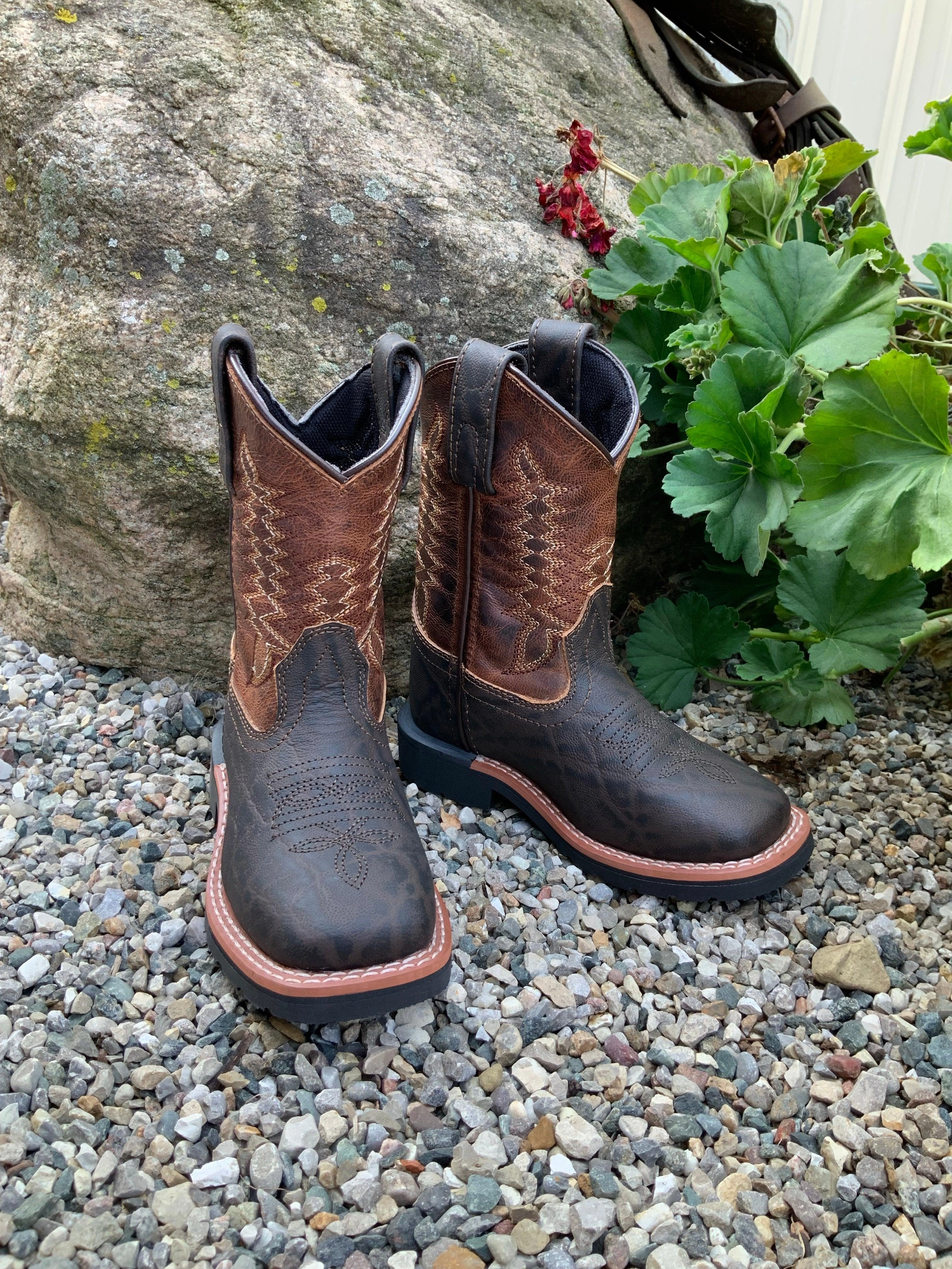 Vintage Style Dan Post Children's and Youth Lil' Dillon Brown Square Toe Boot DPC2945 DPC3945