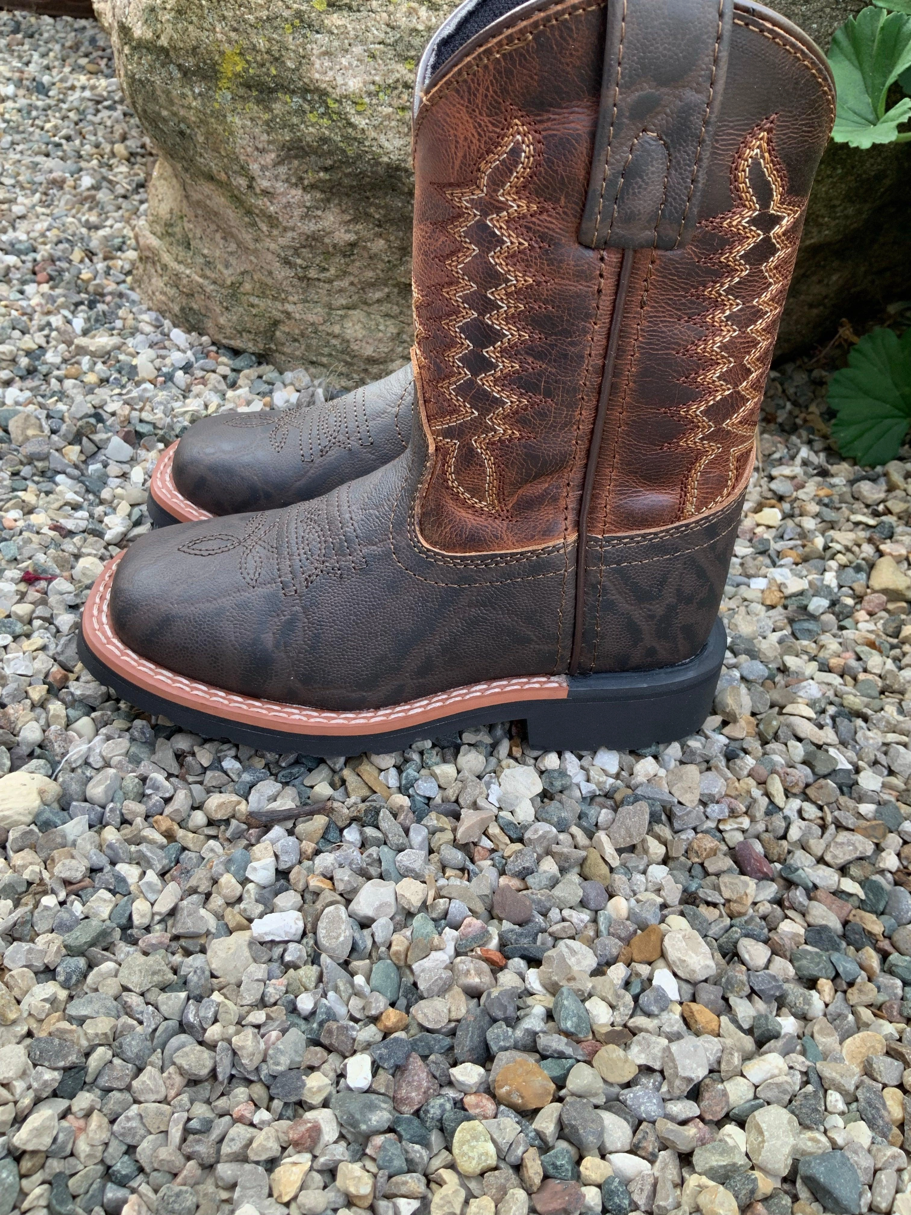 Compact Form chemical-resistant Dan Post Children's and Youth Lil' Dillon Brown Square Toe Boot DPC2945 DPC3945