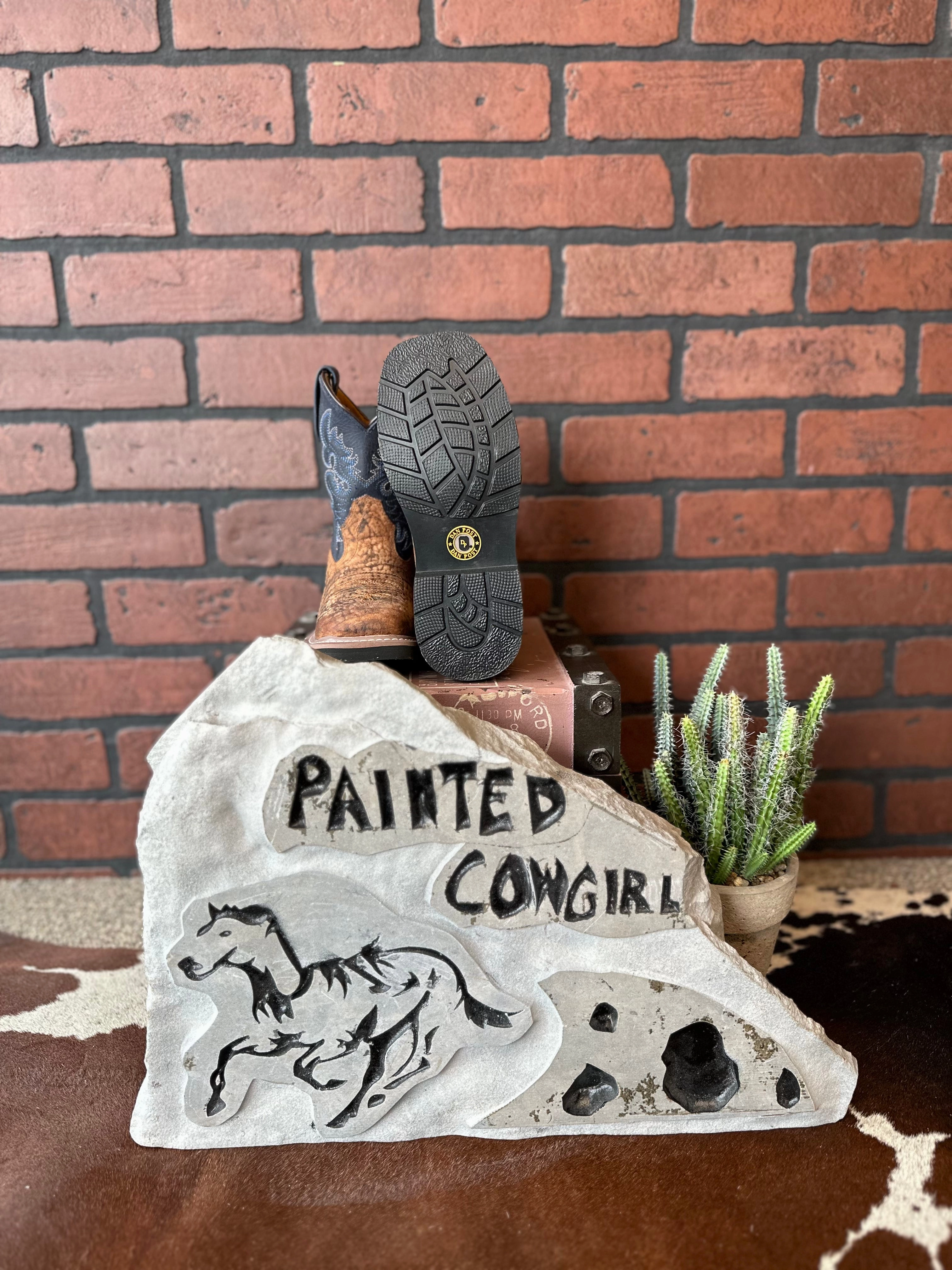 Soft Leather Premium Comfort Dan Post Children/Youth Rust Brown & Blue Top Brantley Western Cowboy Boots DPC2938 DPC3938