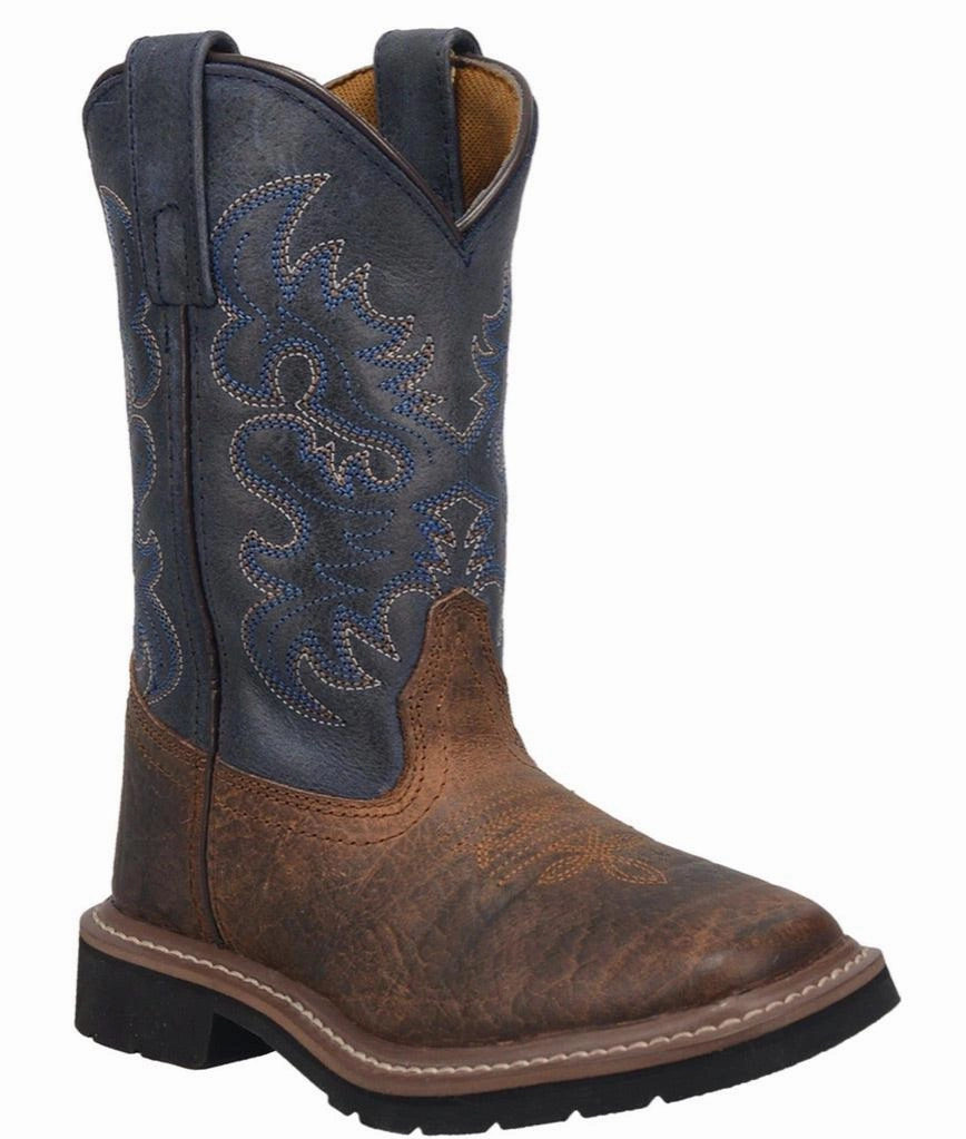 Dan Post Children/Youth Rust Brown & Blue Top Brantley Western Cowboy Boots DPC2938 DPC3938 Mid Length Silent Glam