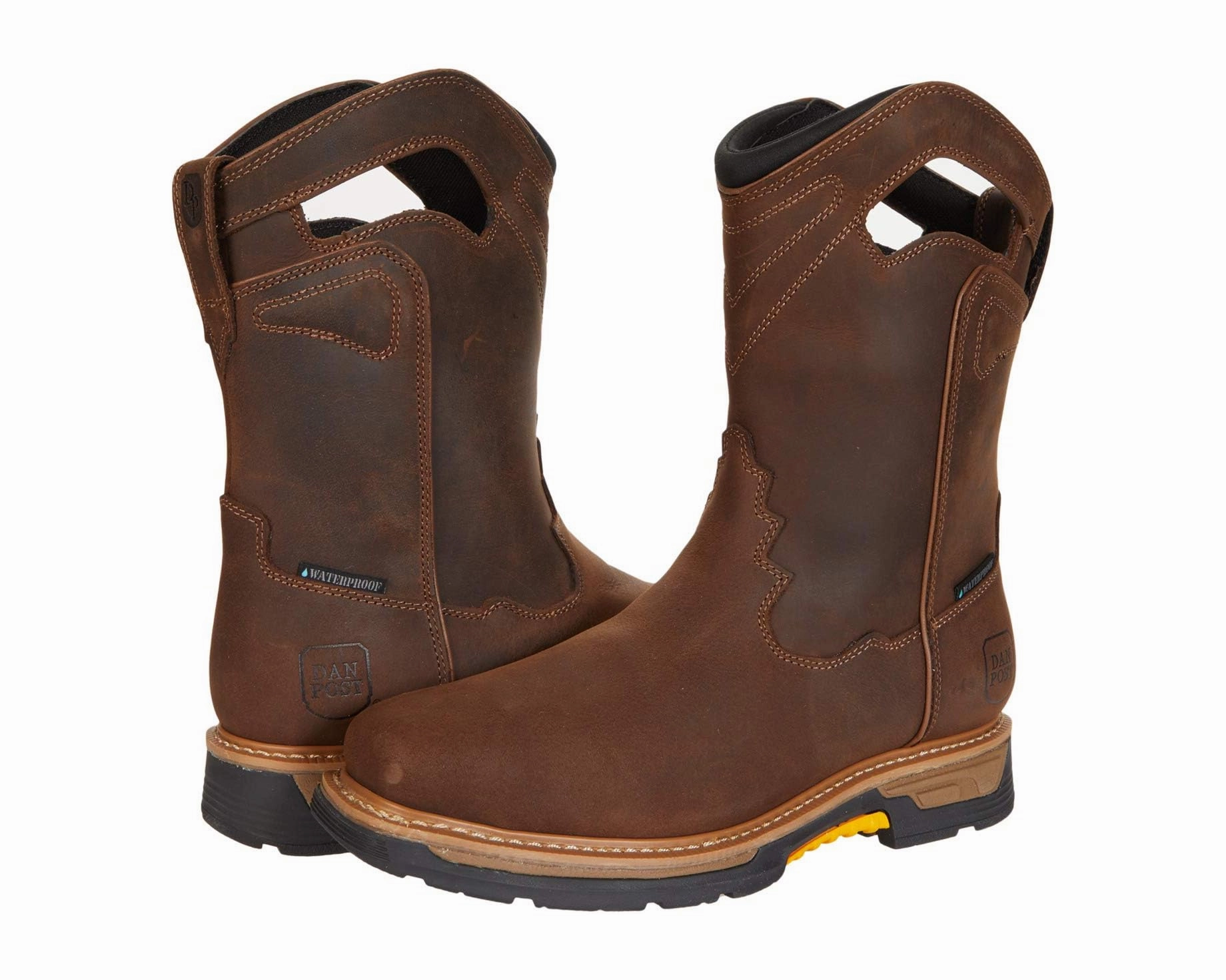 Dan Post Men's Brown Leather Thunderhead Waterproof Slip Resistant Work Boots DP56423 Comfortable Balance