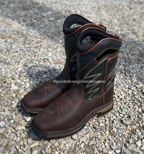 Dan Post Men's Brown Leather Thunderhead Waterproof Square Toe Work Boots DP56421 Mud Friendly