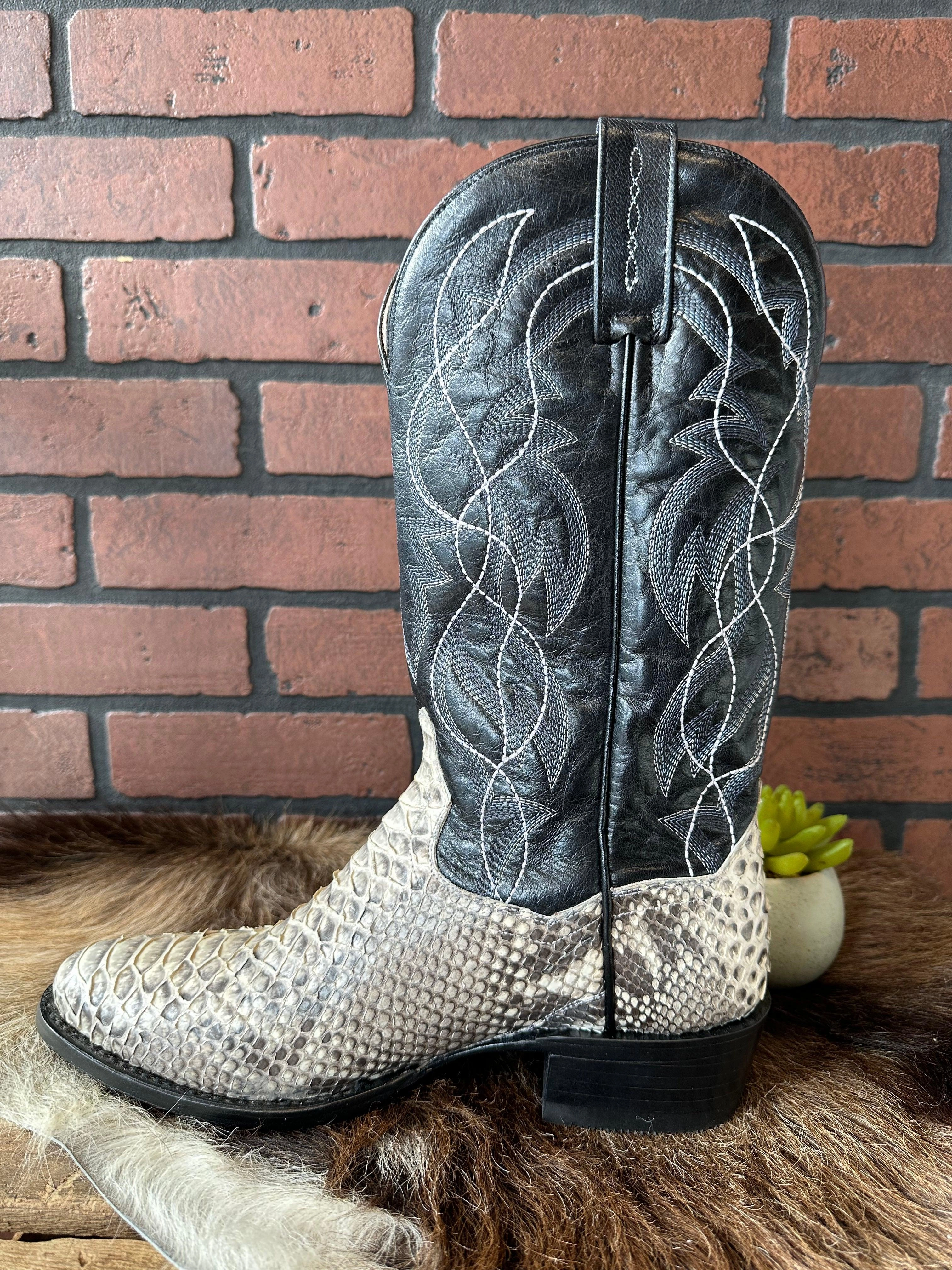 Dan Post Men's Manning Snake & Black Top R Toe Cowboy Boots DP3036 Zip Up